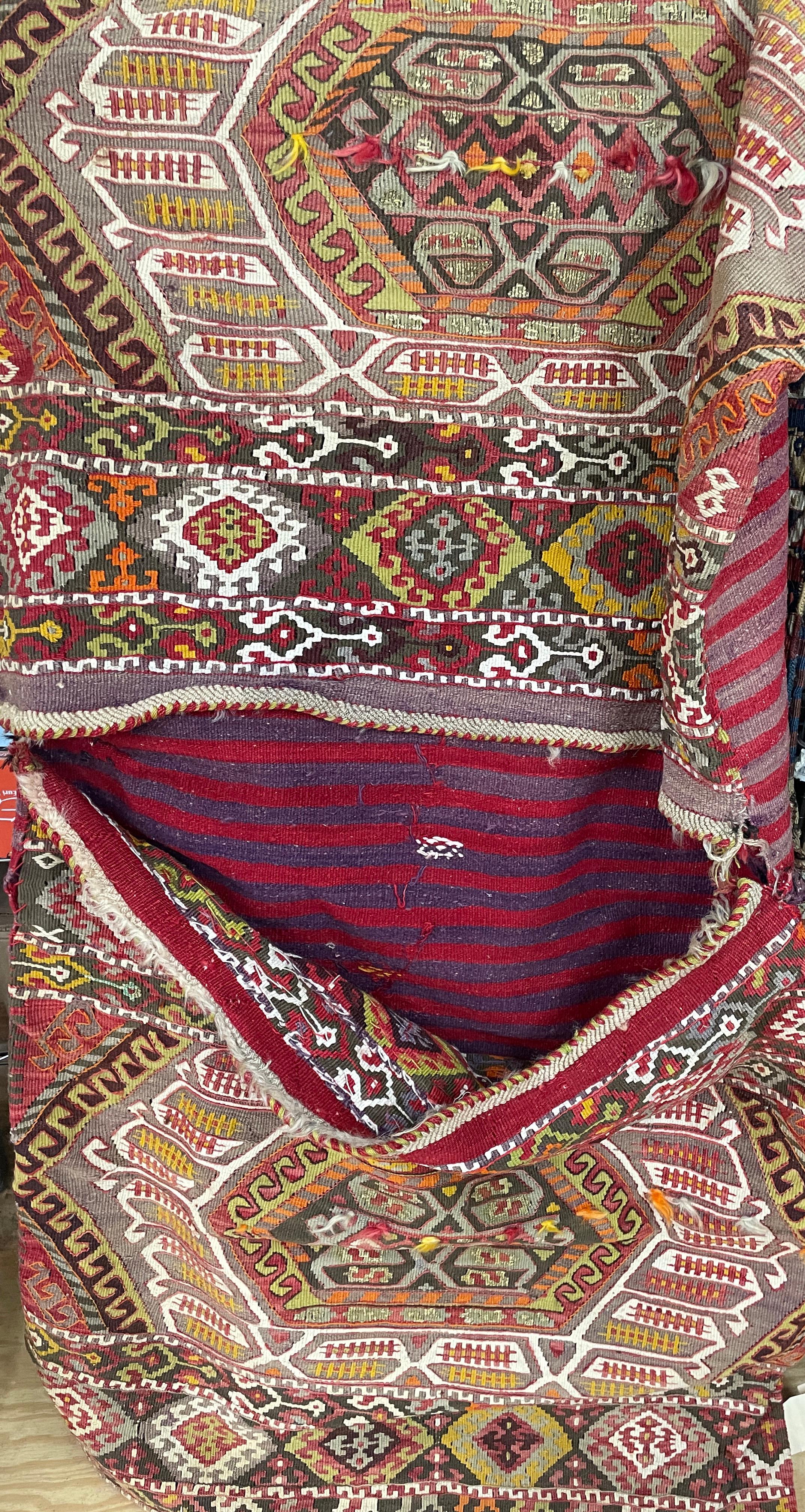 Kilim Antique Turkish Anatolian Saddle Bag For Sale