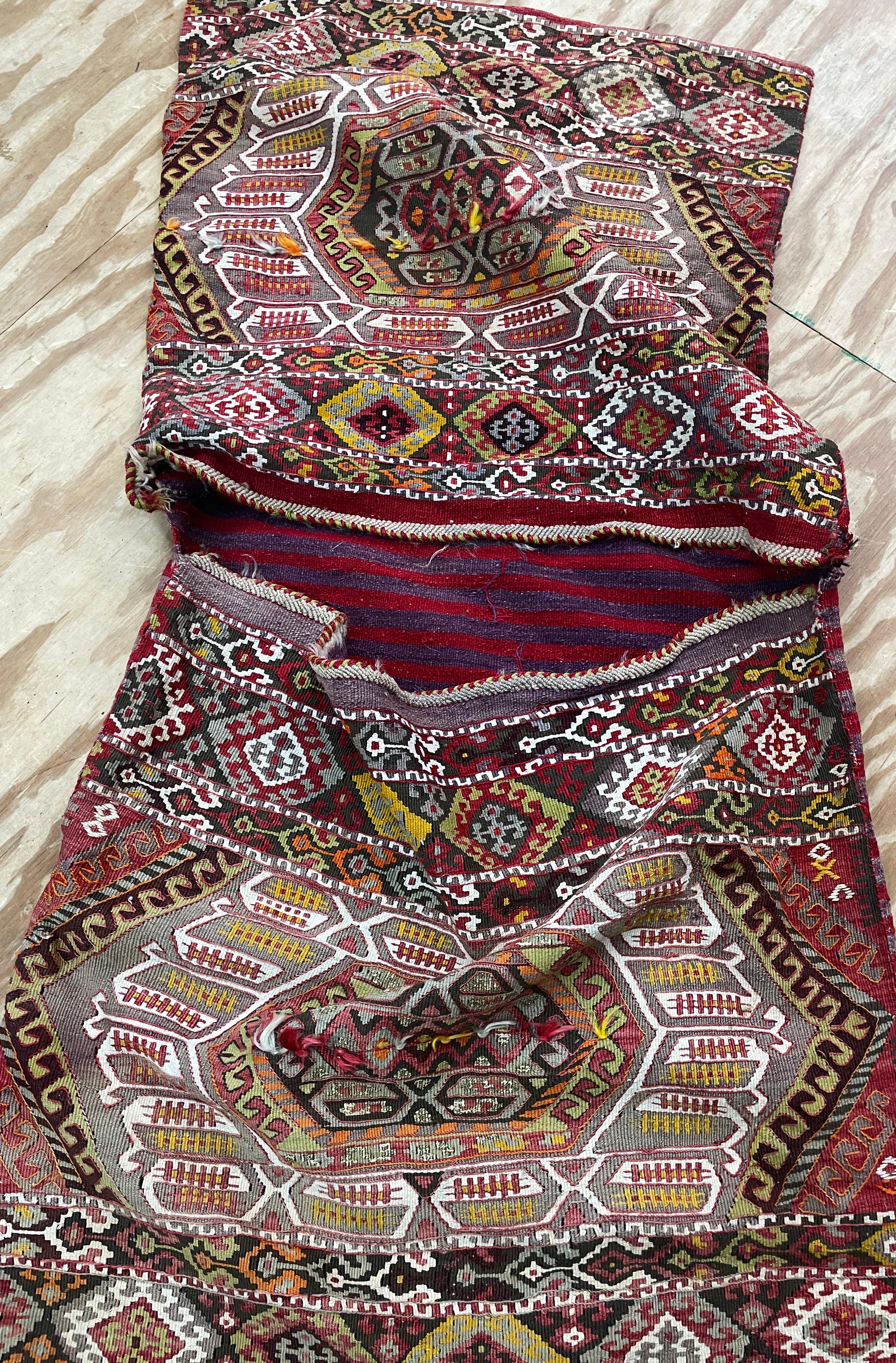 Hand-Knotted Antique Turkish Anatolian Saddle Bag For Sale