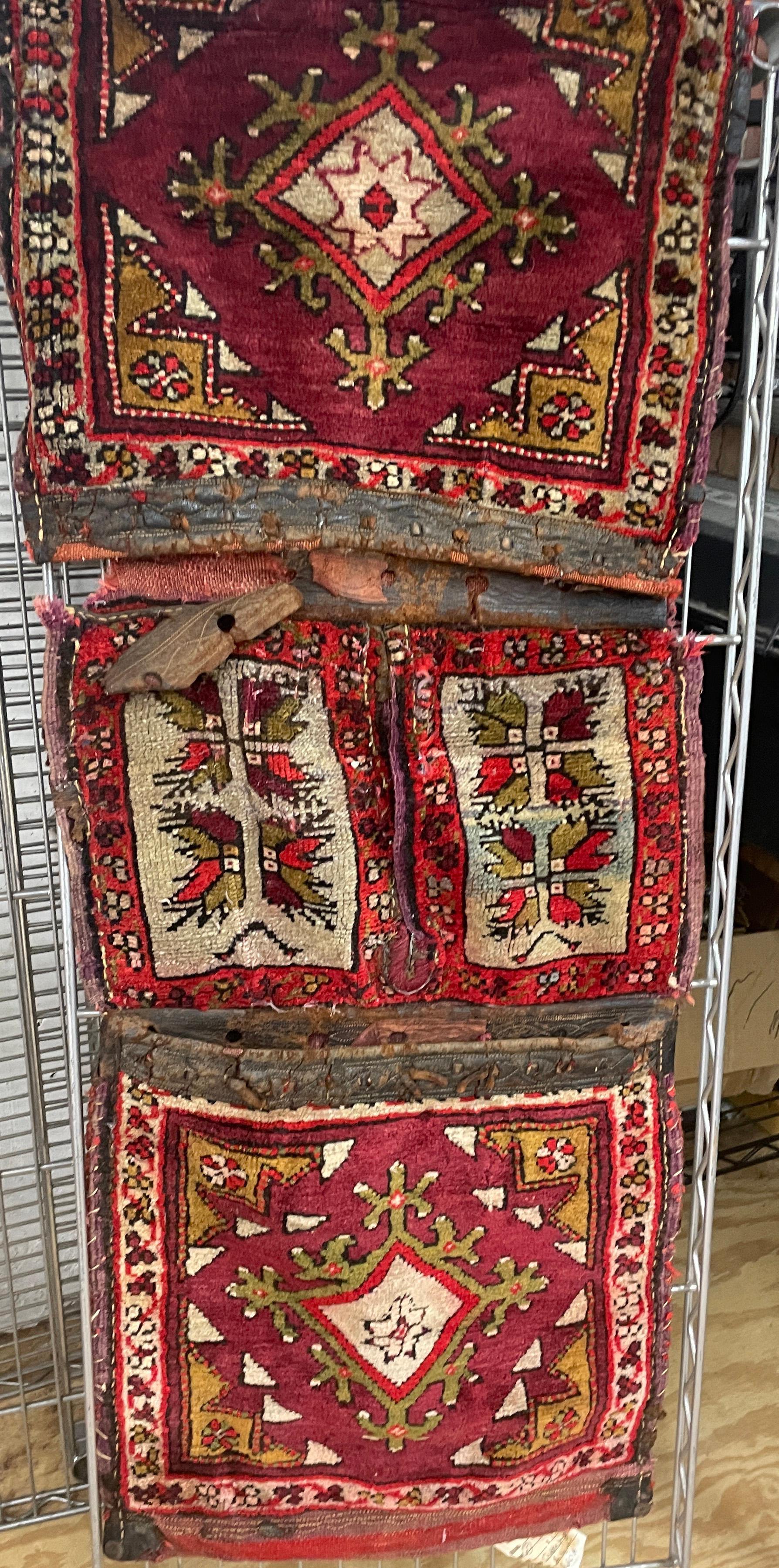 Hand-Knotted Antique Turkish Anatolian Saddle Bag, Possible Eighteen century For Sale