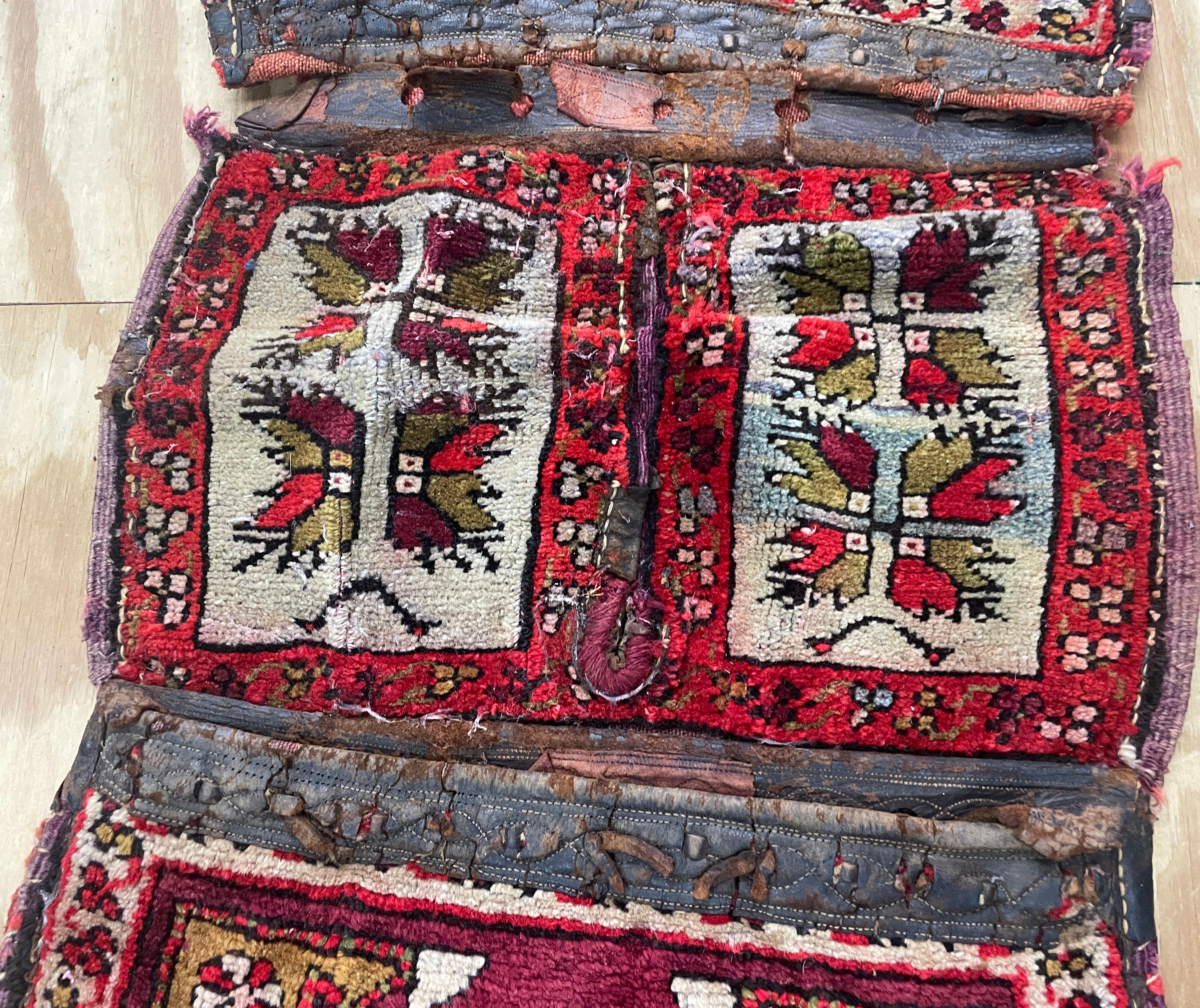 Wool Antique Turkish Anatolian Saddle Bag, Possible Eighteen century For Sale