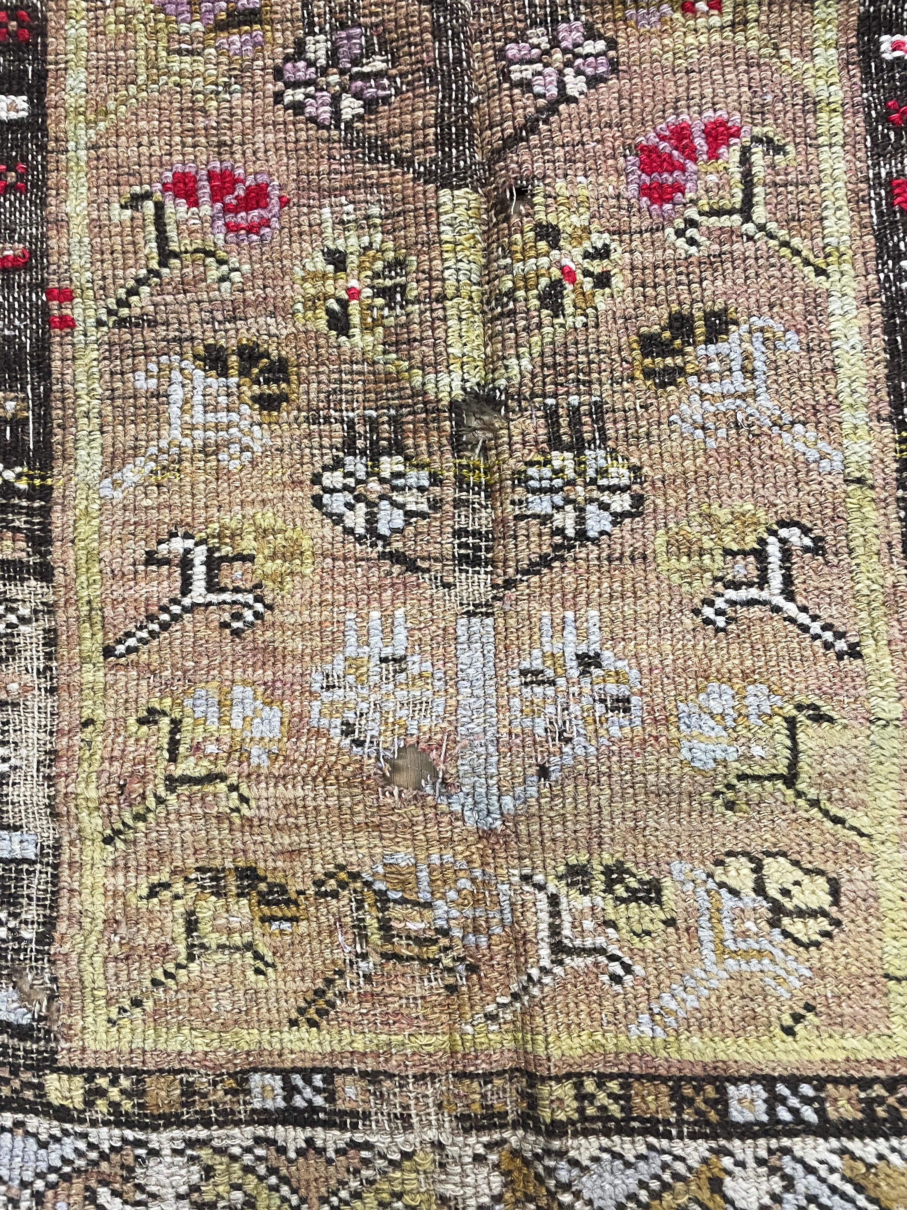 Wool Antique Turkish Anatolian Tree of life and prayer Rug As Is