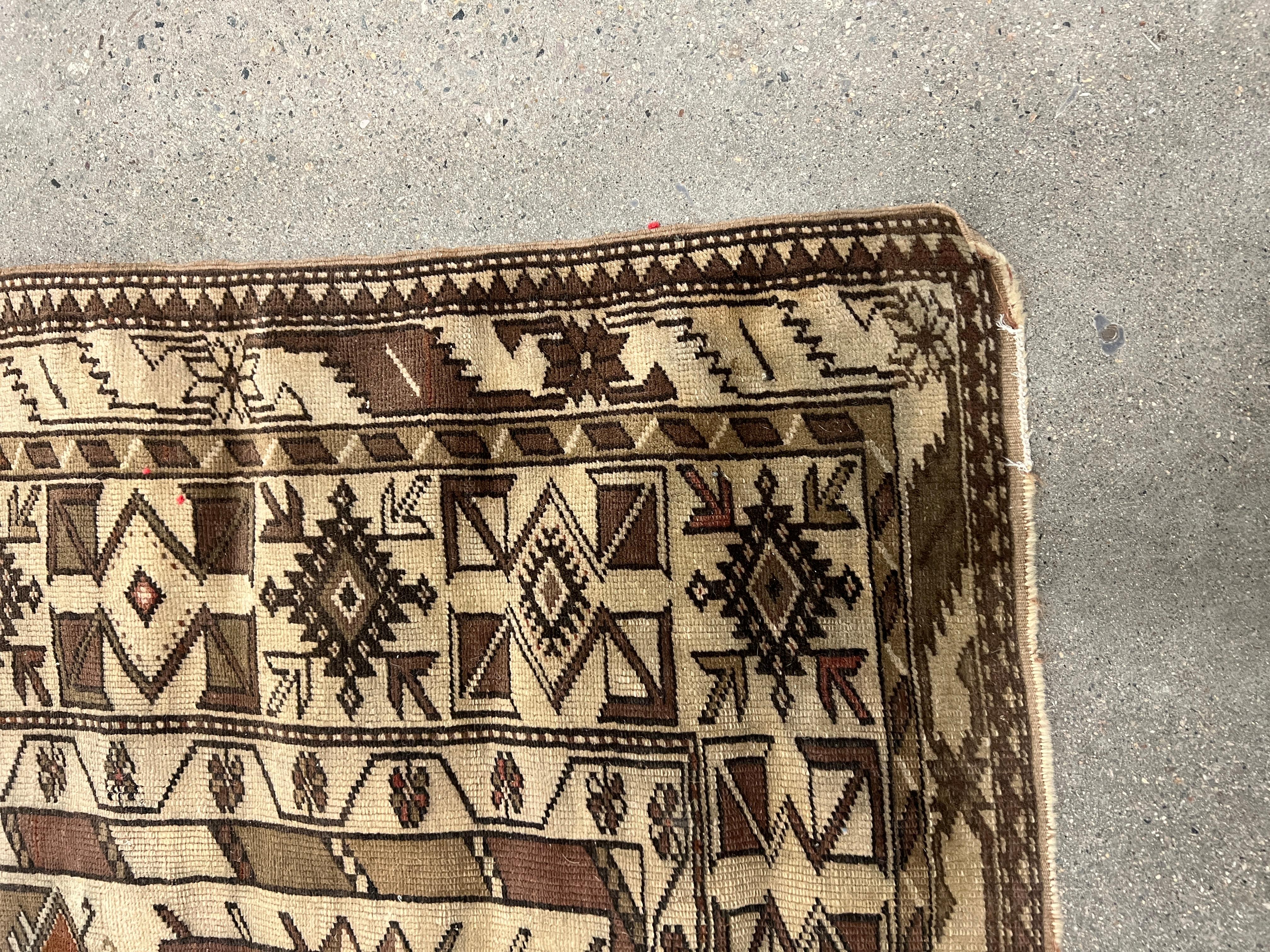 Antique Turkish Anatolian Wool Rug or Carpet  7'3