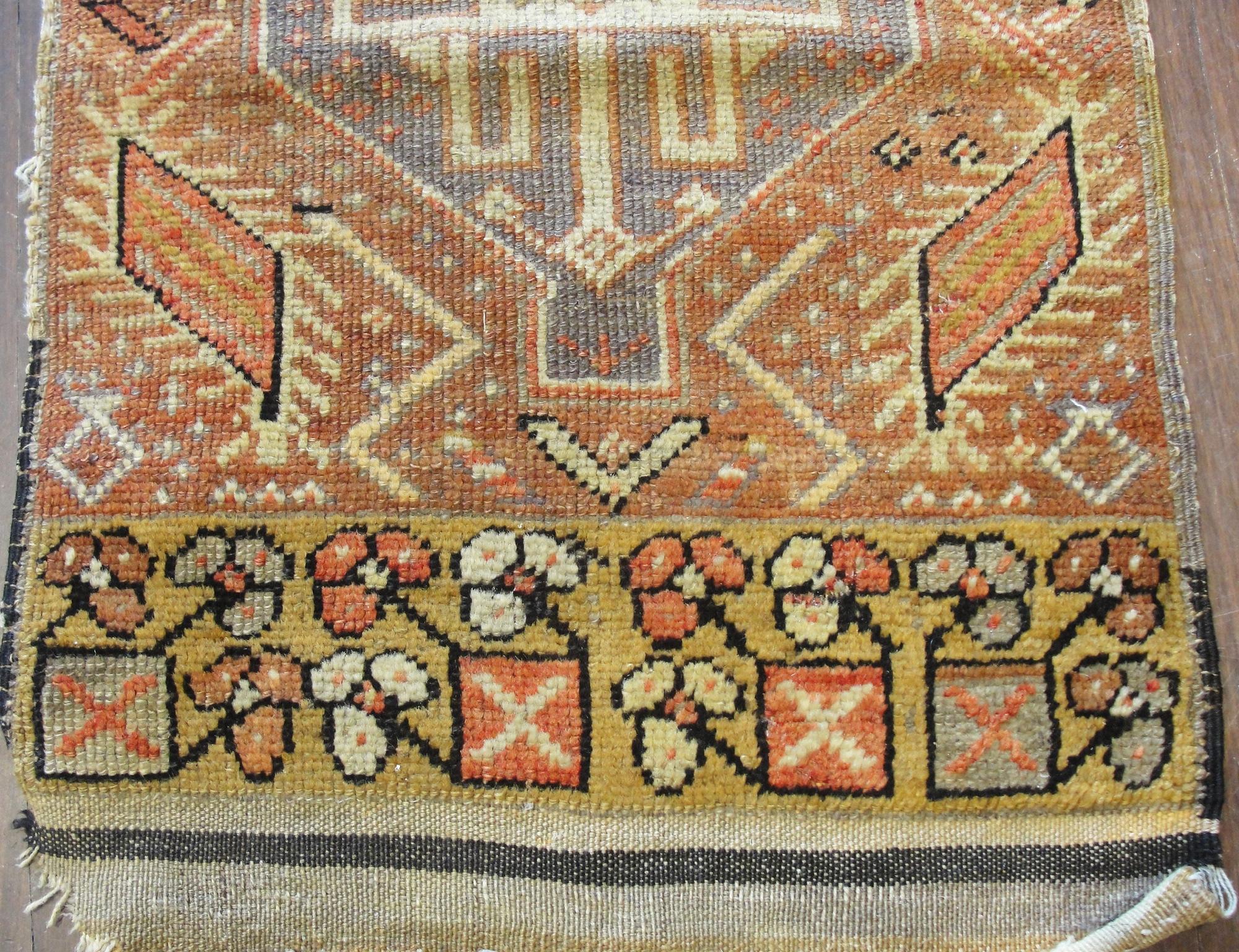 Hand-Woven Antique Turkish Anatolian Yastik Bag Face