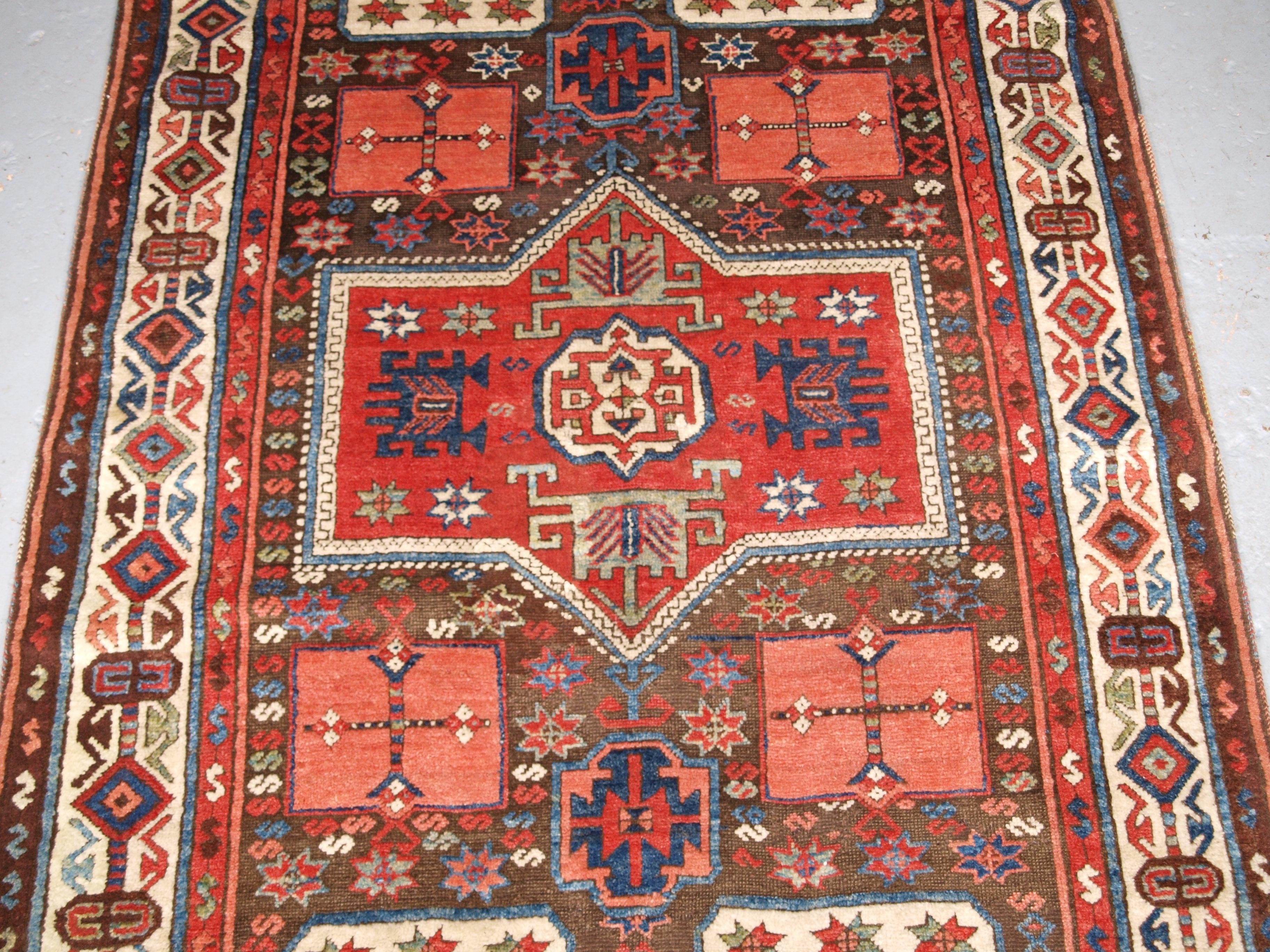 Hand-Woven Antique Turkish Antep Rug of Scarce Design For Sale