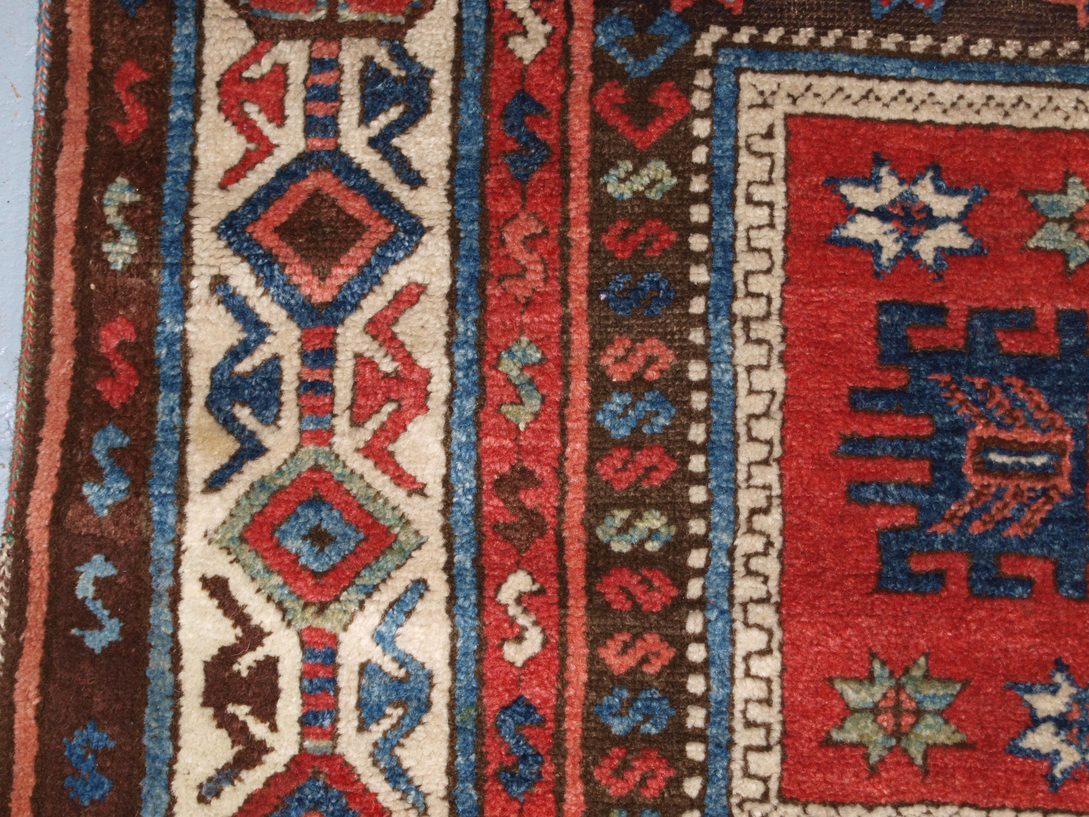 Wool Antique Turkish Antep Rug of Scarce Design For Sale