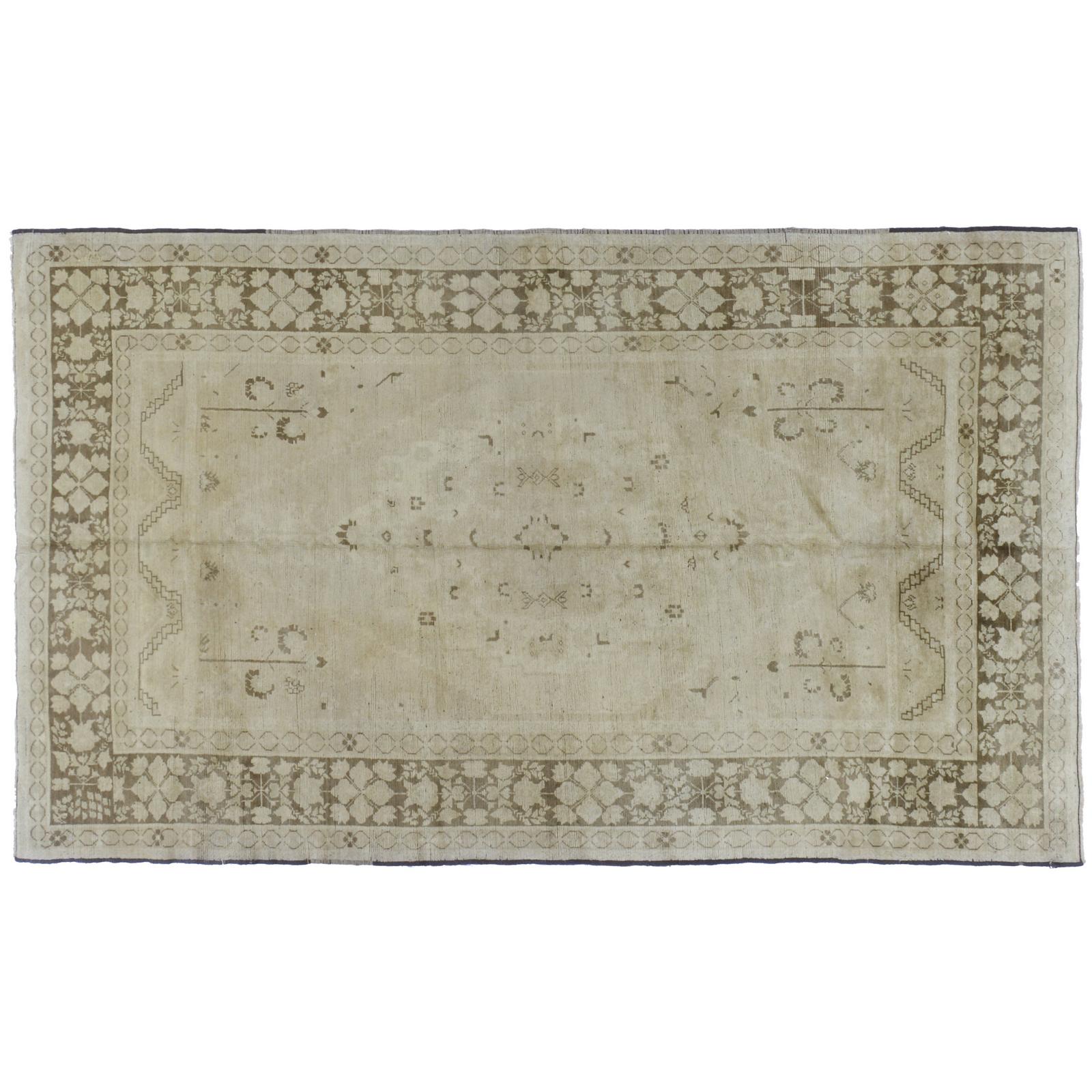 Hand-Knotted Antique Turkish Area Rug For Sale