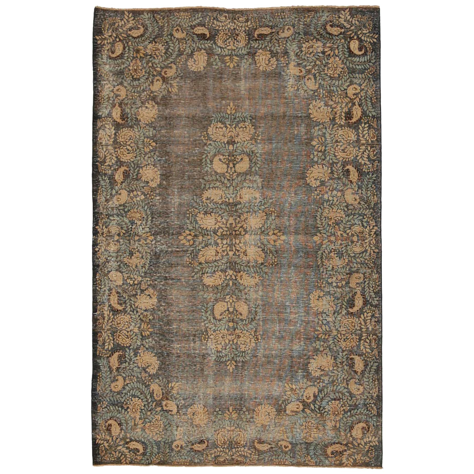 Antique Turkish Area Rug Kerman Design For Sale