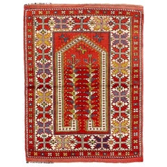 Vintage Turkish Area Rug Oushak Design