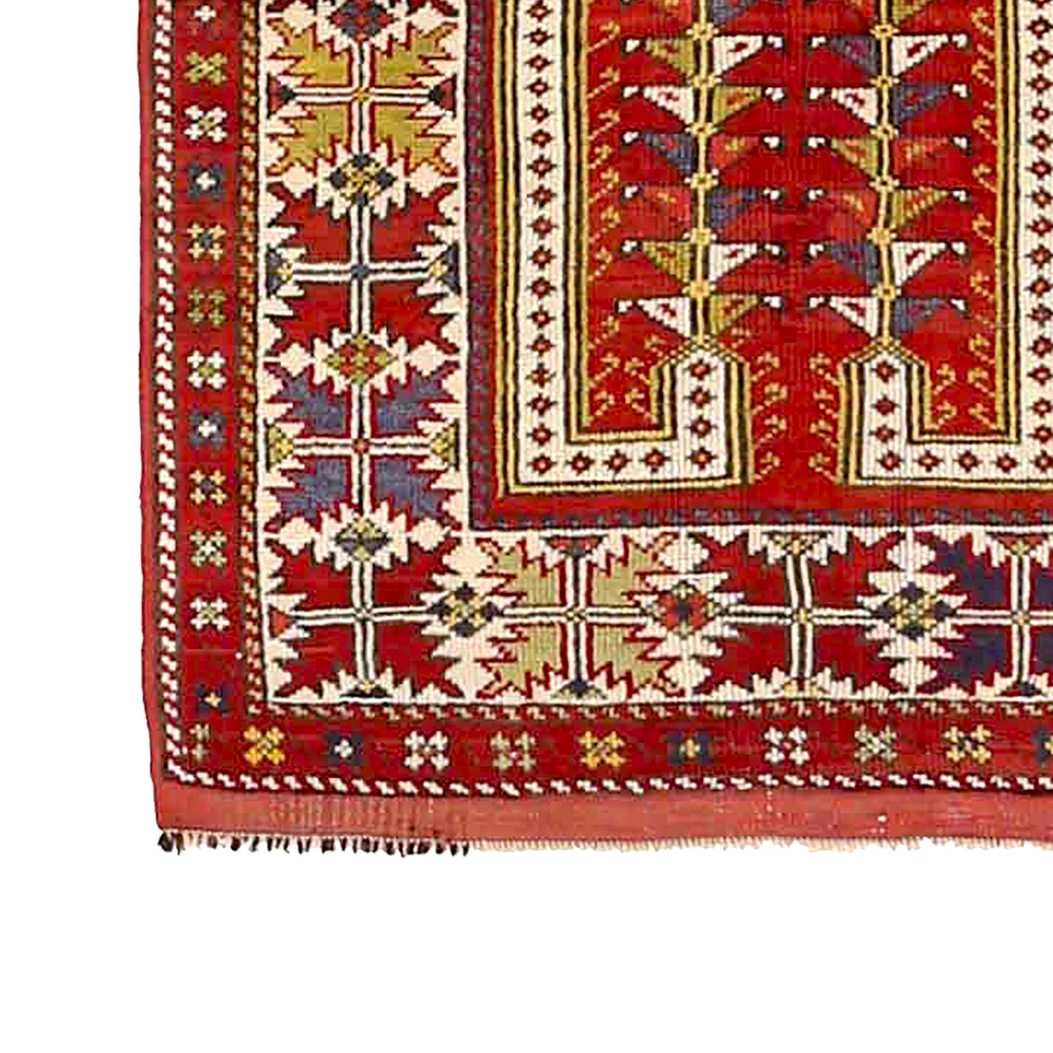 Hand-Woven Antique Turkish Area Rug Oushak Design For Sale