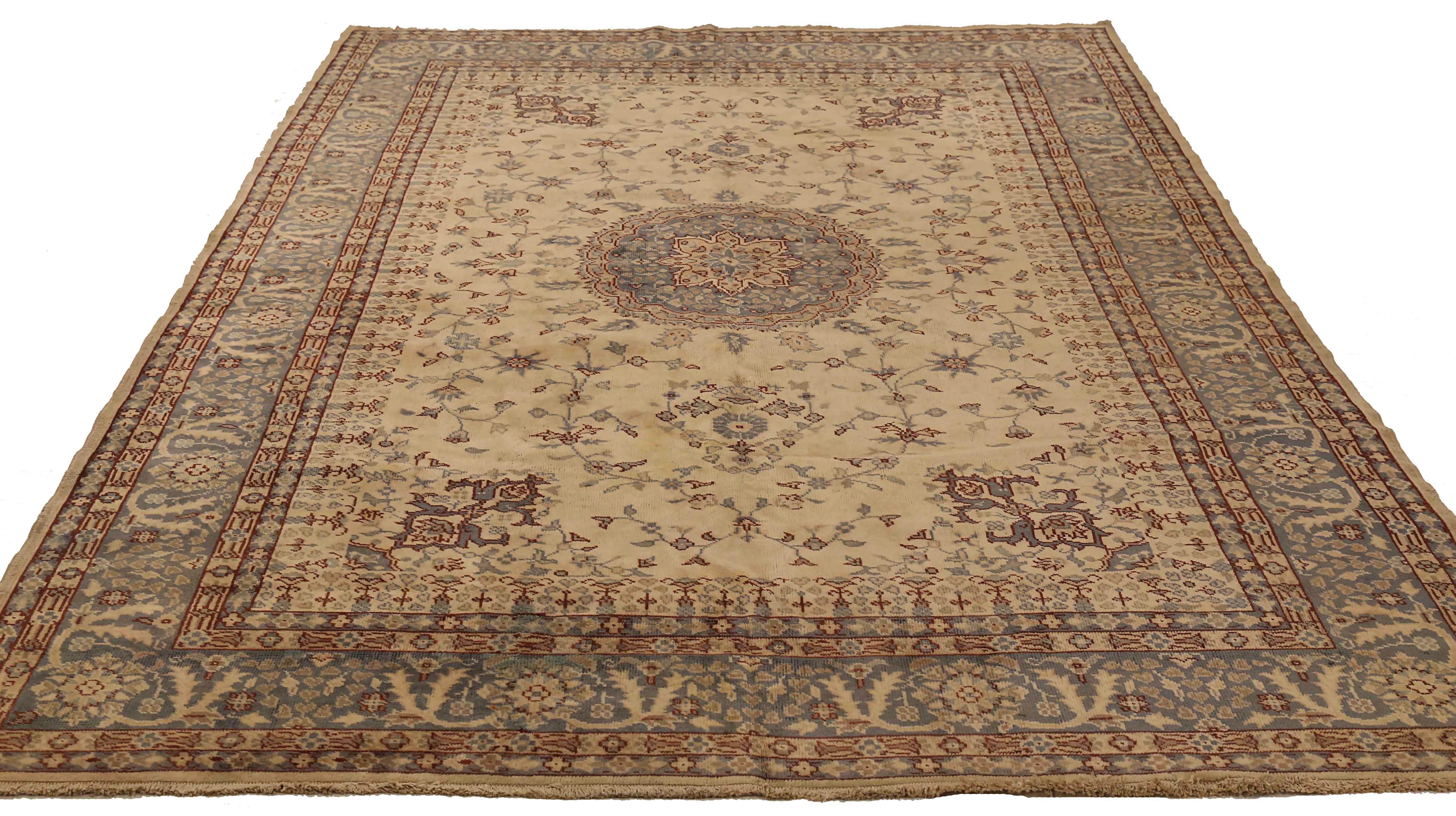 Antique Turkish area rug handwoven from the finest sheep’s wool. It’s colored with all-natural vegetable dyes that are safe for humans and pets. It’s a traditional Sivas design handwoven by expert artisans.It’s a lovely area rug that can be