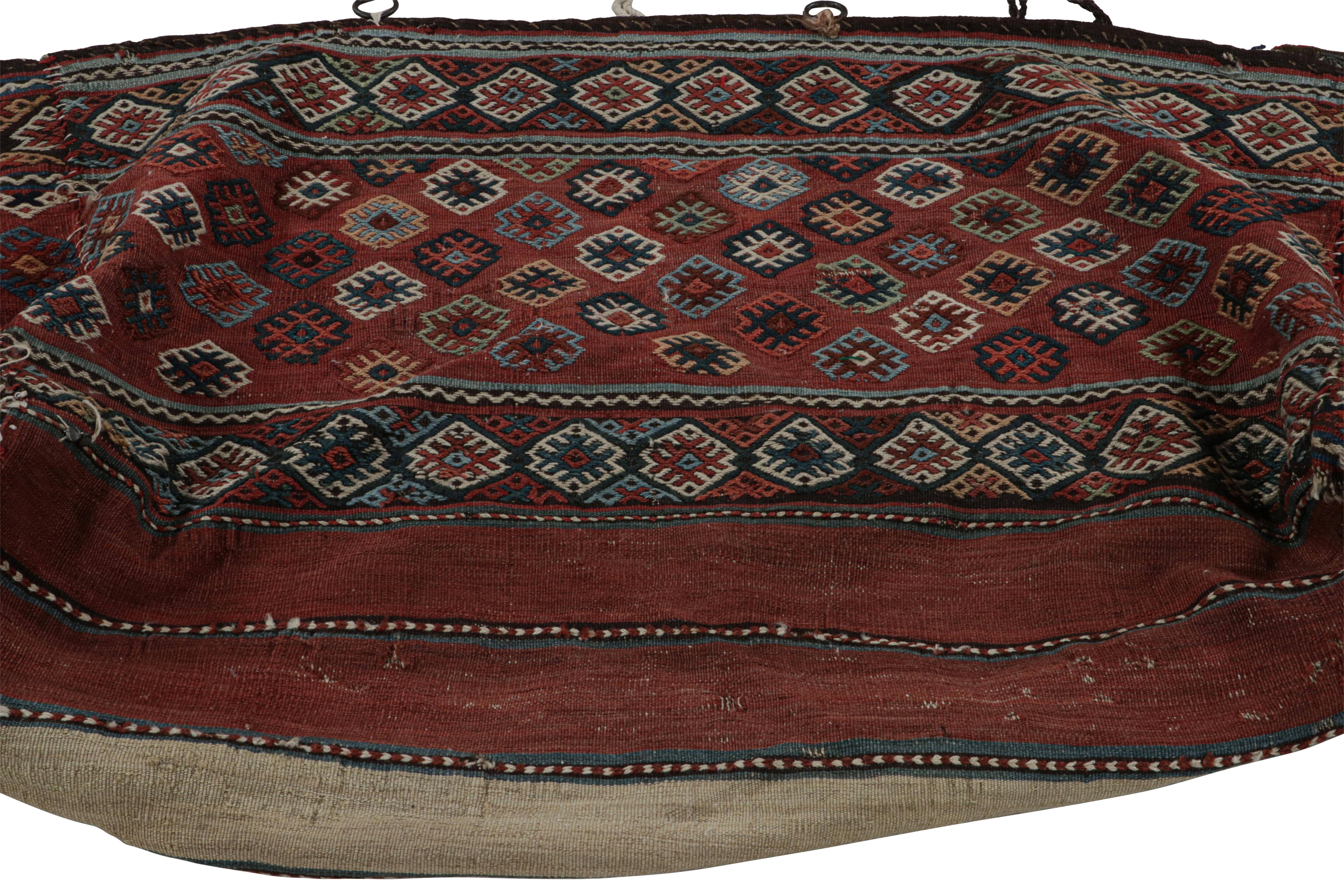 Early 20th Century Antique Turkish Bag Kilim in Red with Geometric Patterns, from Rug & Kilim For Sale