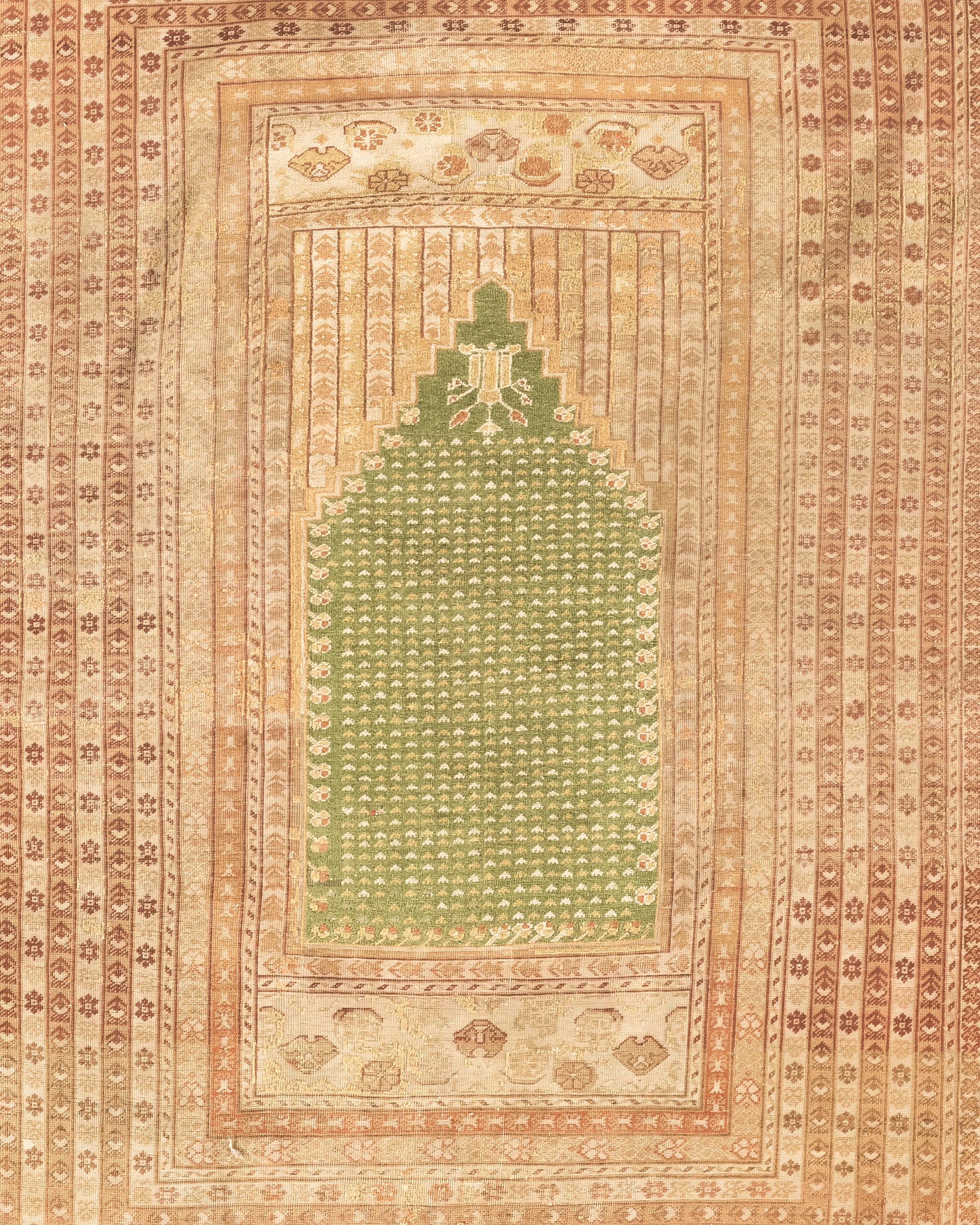 Hand-Woven Antique Turkish Bandirma Rug, circa 1870 For Sale