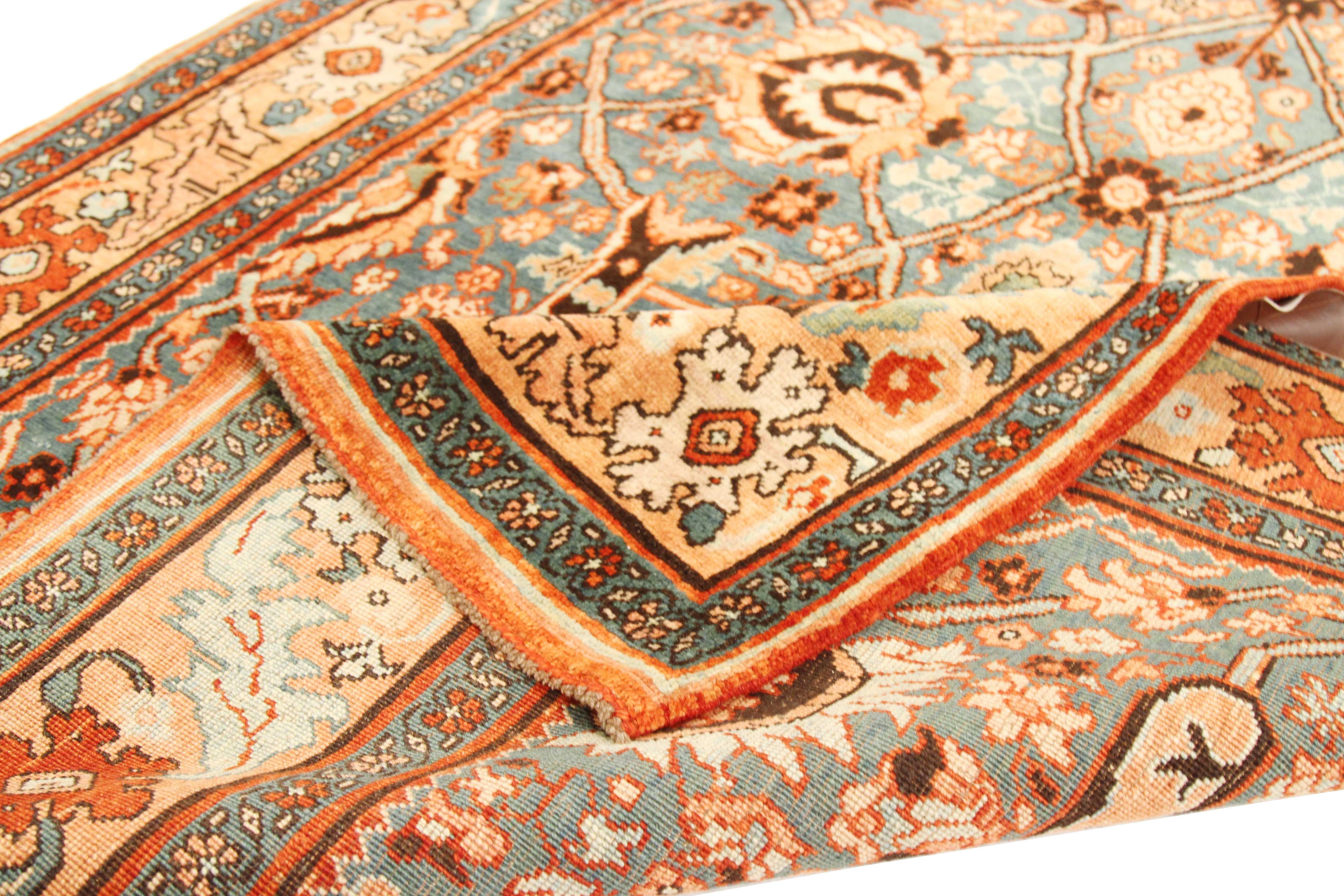 Other  Antique Turkish Bijar Rug with Red & Black Allover Floral Motifs on Gray Field For Sale