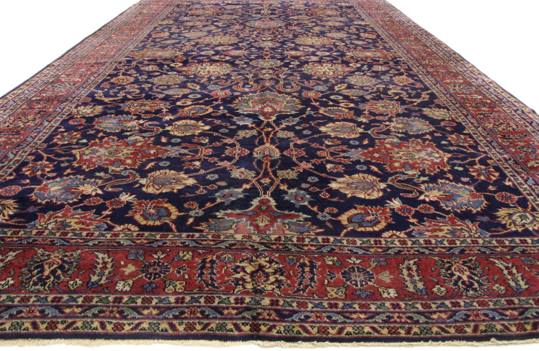 Modern Antique Turkish Blue Sparta Gallery Rug with Old World French Chateau Style 