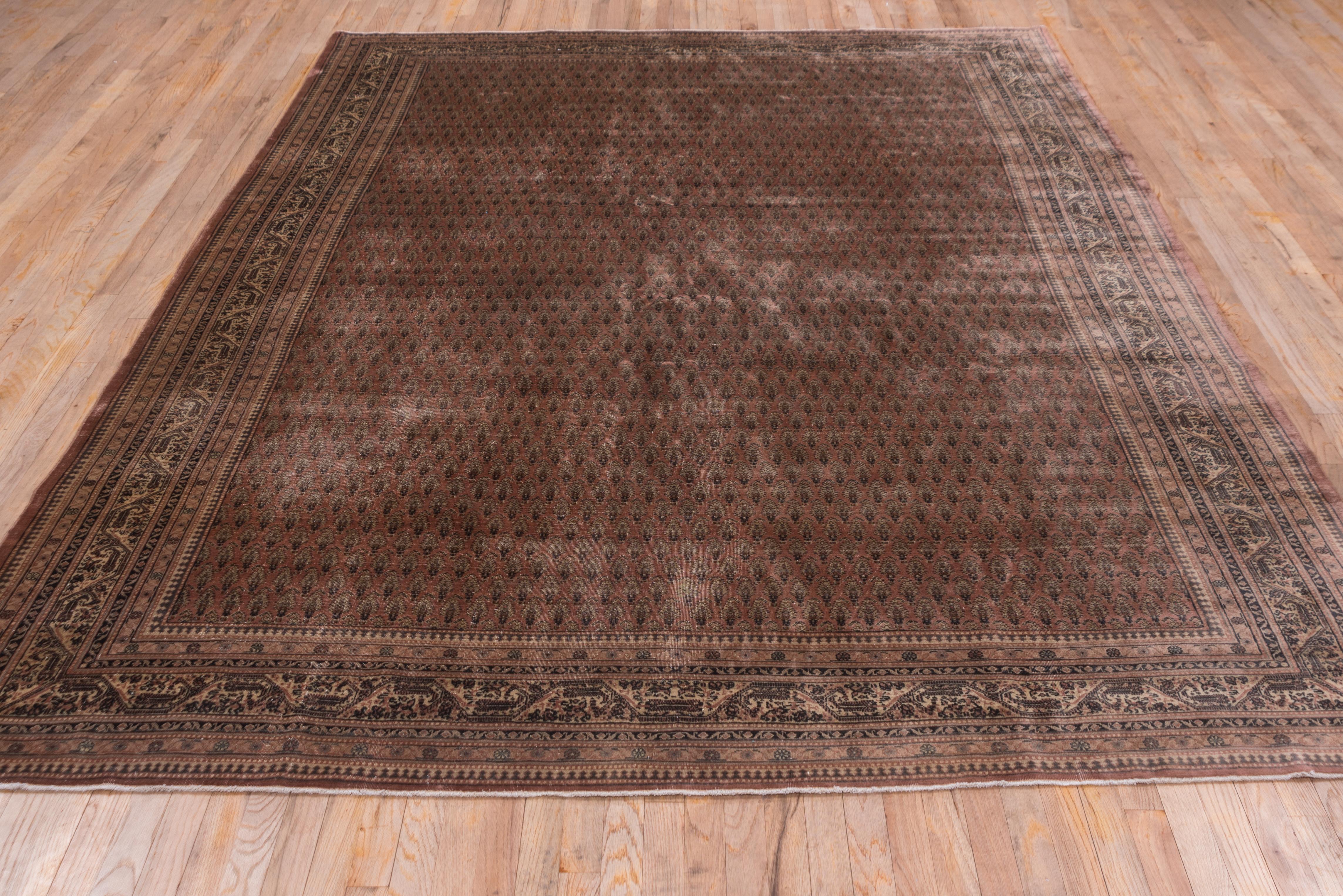 Hand-Knotted Antique Turkish Brown Sivas Carpet, circa 1930s