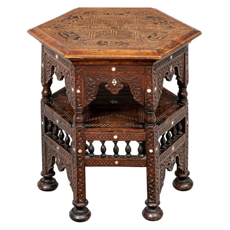 Antique Turkish Carved and Inlaid Side Table at 1stDibs | turkish side table,  antique turkish table, turkish tables