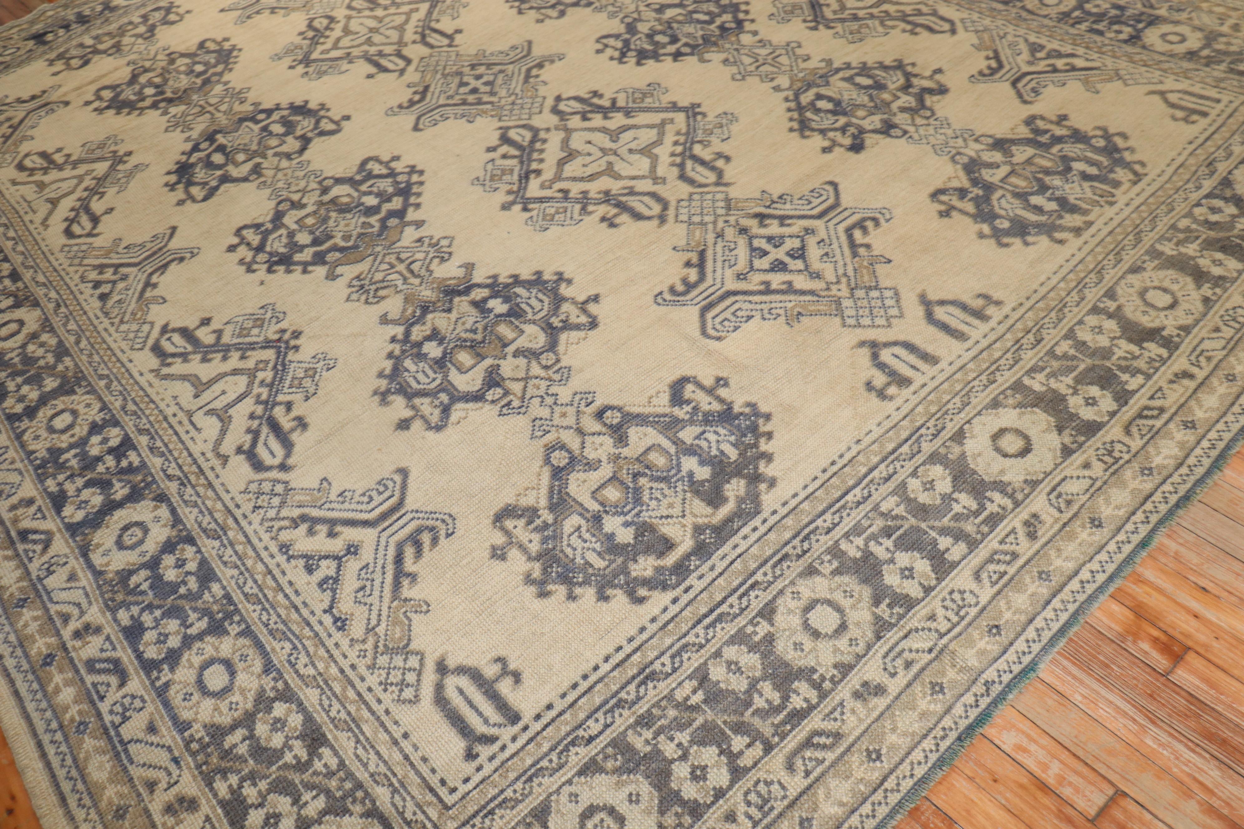 Hand-Woven Antique Turkish Crab Oushak Rug For Sale