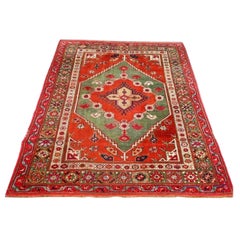 Tapis turc ancien de village de Dazkiri avec fond vert, vers 1900