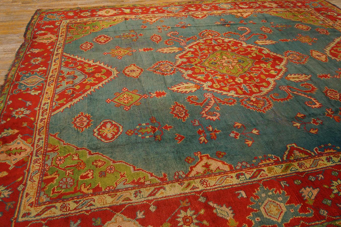 Late 19th Century Turkish Oushak Carpet ( 11' 2'' x 13' 1'' - 340 x 398 cm ) For Sale 6