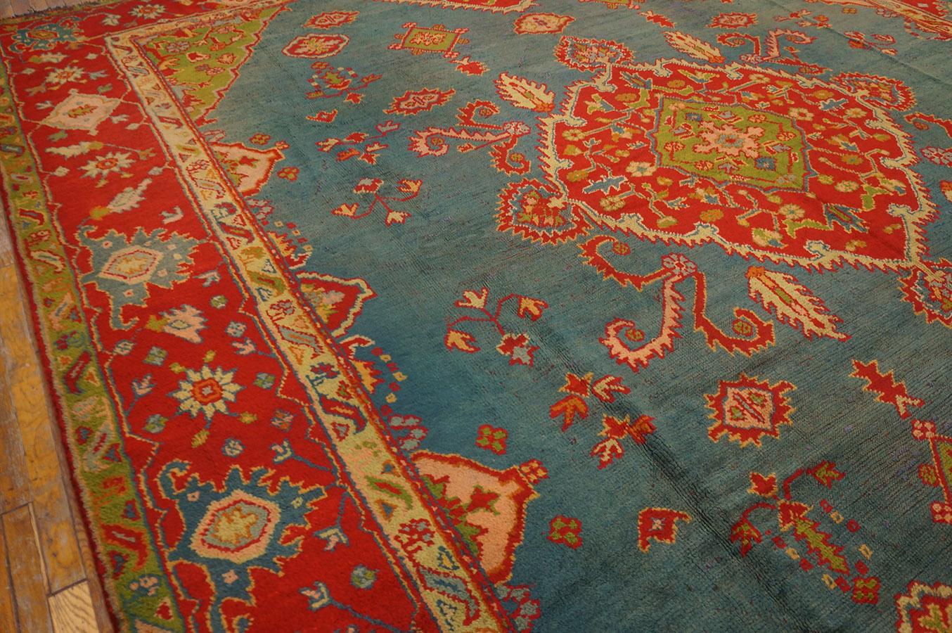 Wool Late 19th Century Turkish Oushak Carpet ( 11' 2'' x 13' 1'' - 340 x 398 cm ) For Sale