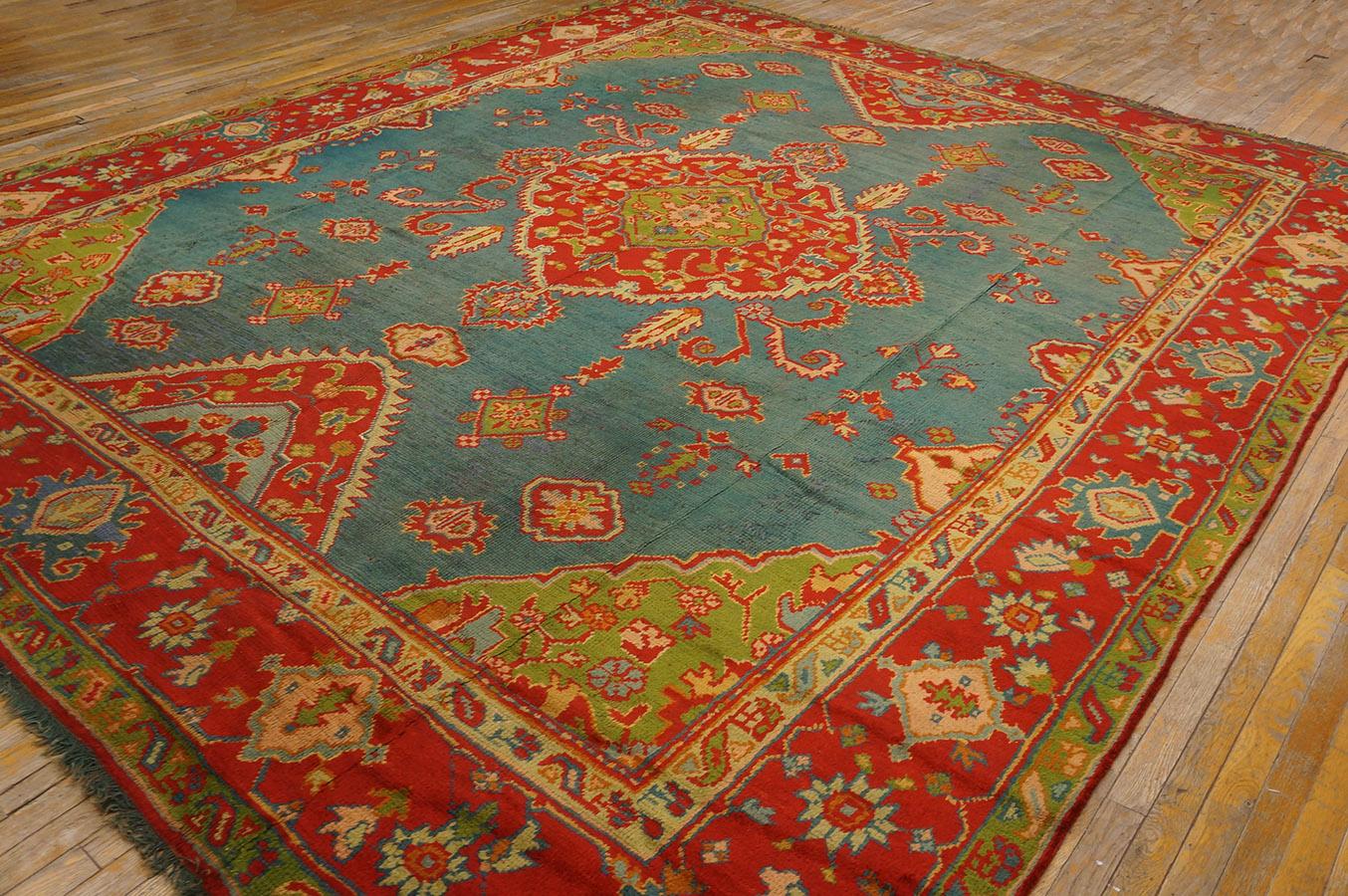 Late 19th Century Turkish Oushak Carpet ( 11' 2'' x 13' 1'' - 340 x 398 cm ) For Sale 1