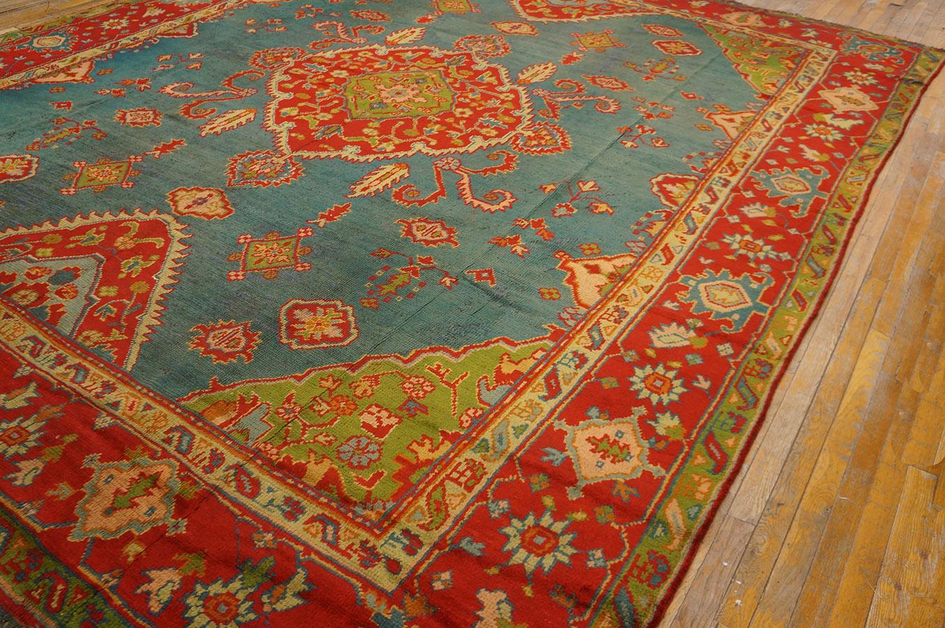 Late 19th Century Turkish Oushak Carpet ( 11' 2'' x 13' 1'' - 340 x 398 cm ) For Sale 2