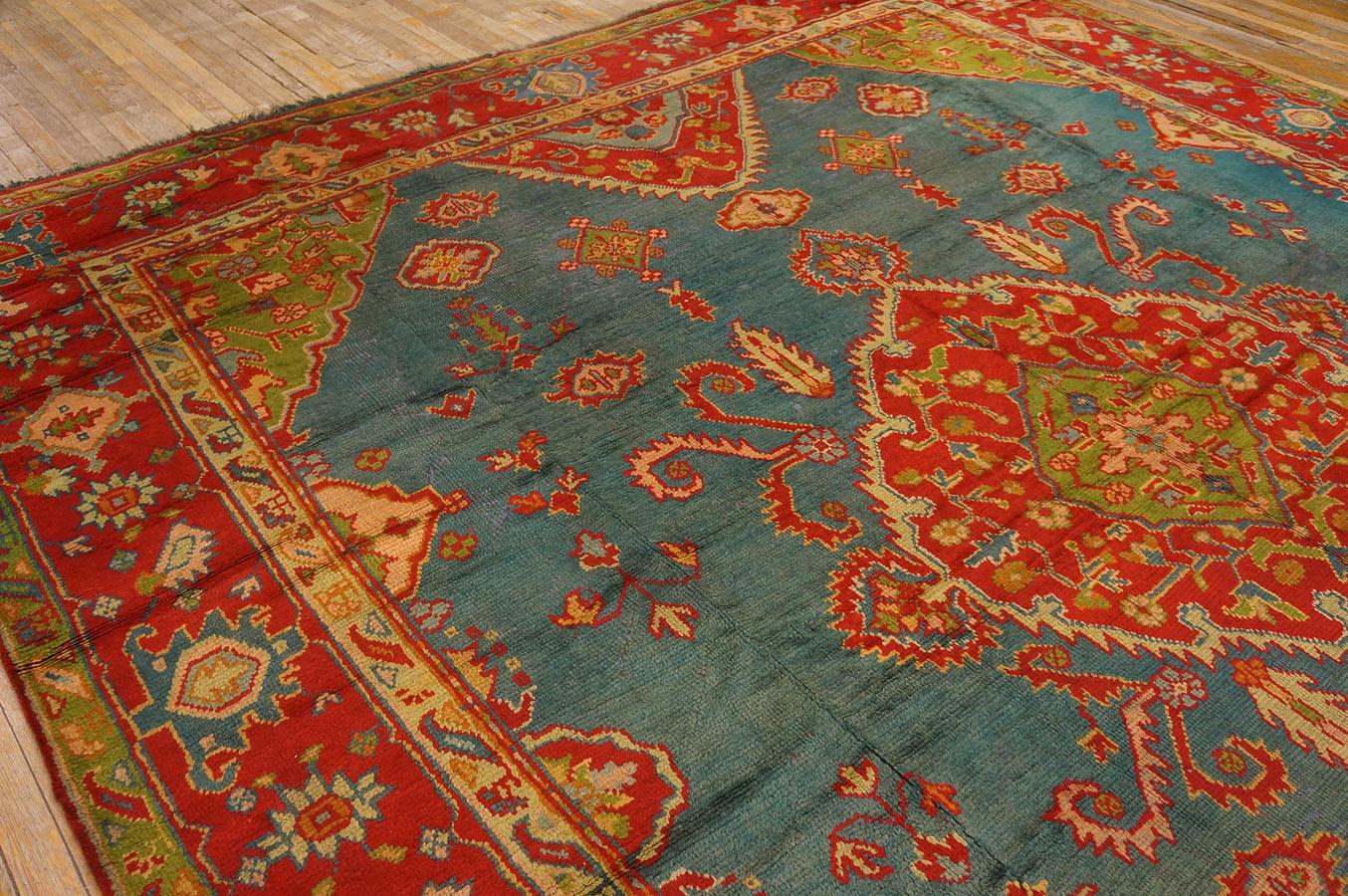 Late 19th Century Turkish Oushak Carpet ( 11' 2'' x 13' 1'' - 340 x 398 cm ) For Sale 3