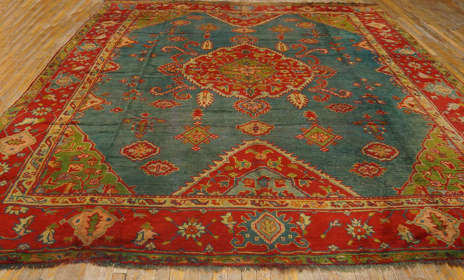 Late 19th Century Turkish Oushak Carpet ( 11' 2'' x 13' 1'' - 340 x 398 cm ) For Sale 4