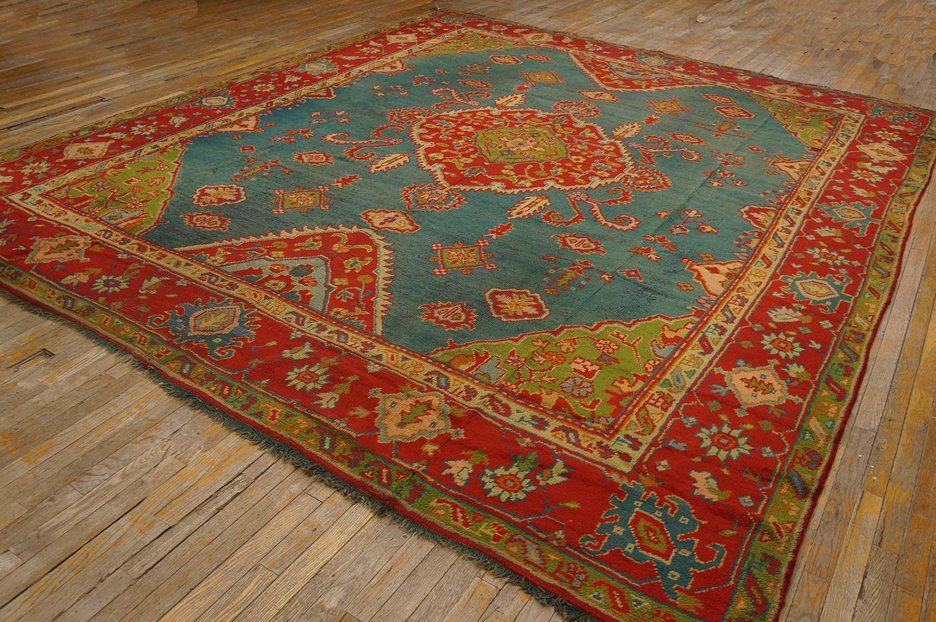 Late 19th Century Turkish Oushak Carpet ( 11' 2'' x 13' 1'' - 340 x 398 cm ) For Sale 5
