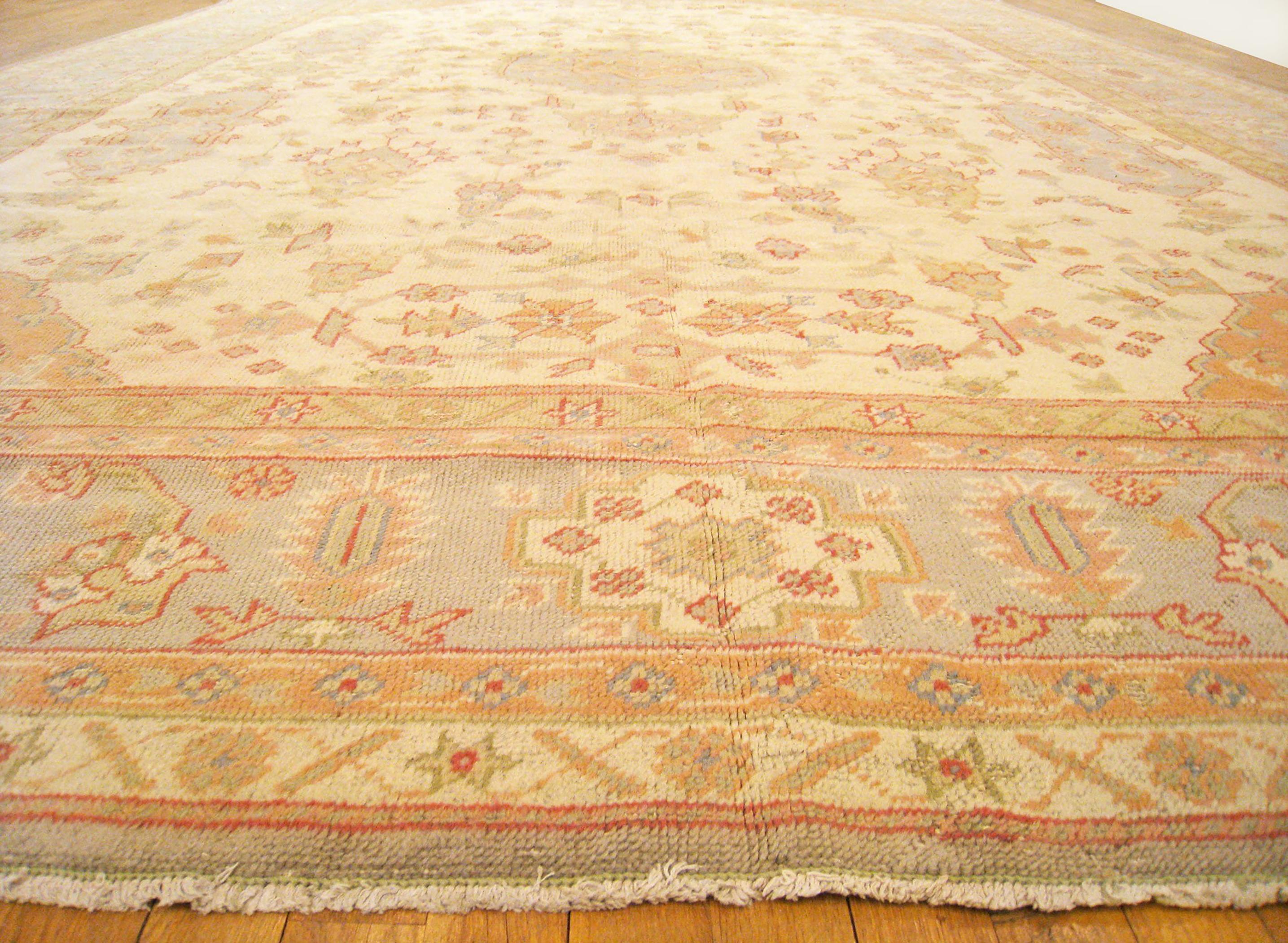 Antique Turkish Decorative Oriental Oushak Rug in Room Size For Sale 5