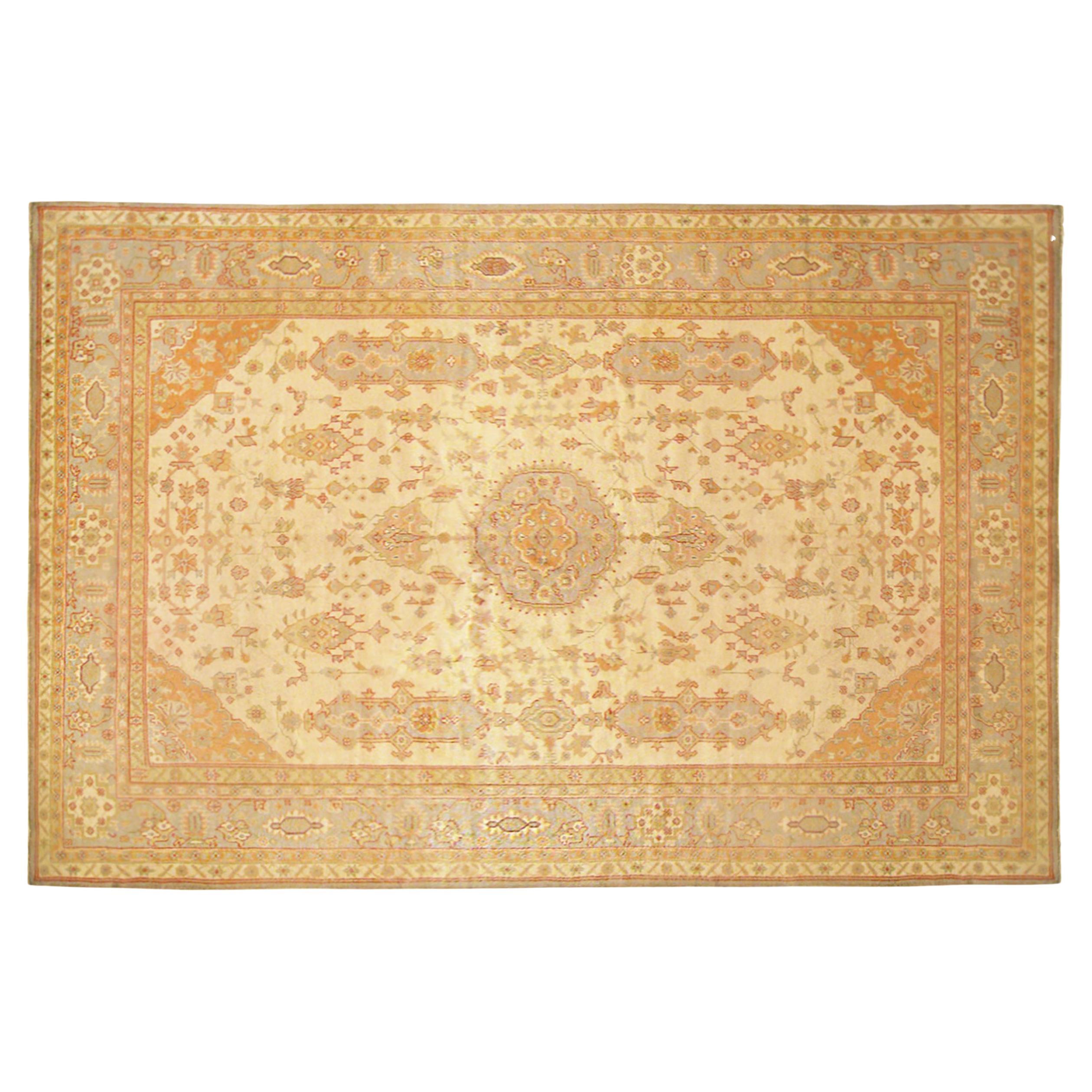 Antique Turkish Decorative Oriental Oushak Rug in Room Size For Sale