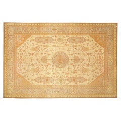 Ancien tapis turc décoratif oriental Oushak de taille normale