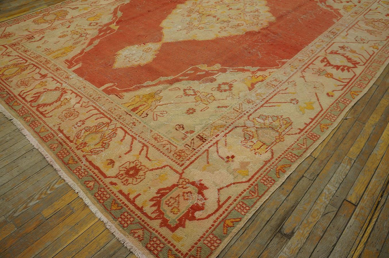 Hand-Knotted Early 20th Century Turkish Oushak Carpet ( 10' x 13' - 304 x 396 cm )  For Sale