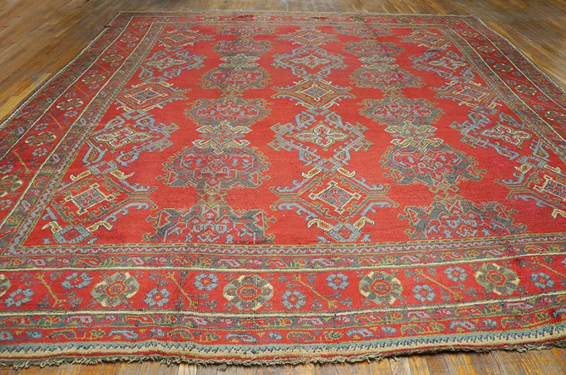 Antique Turkish decorative Oushak rug, size: 12'1