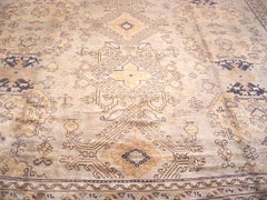 1930s Camel Ground Geometric Large Scale Antique Turkish Decorative Oushak Rug