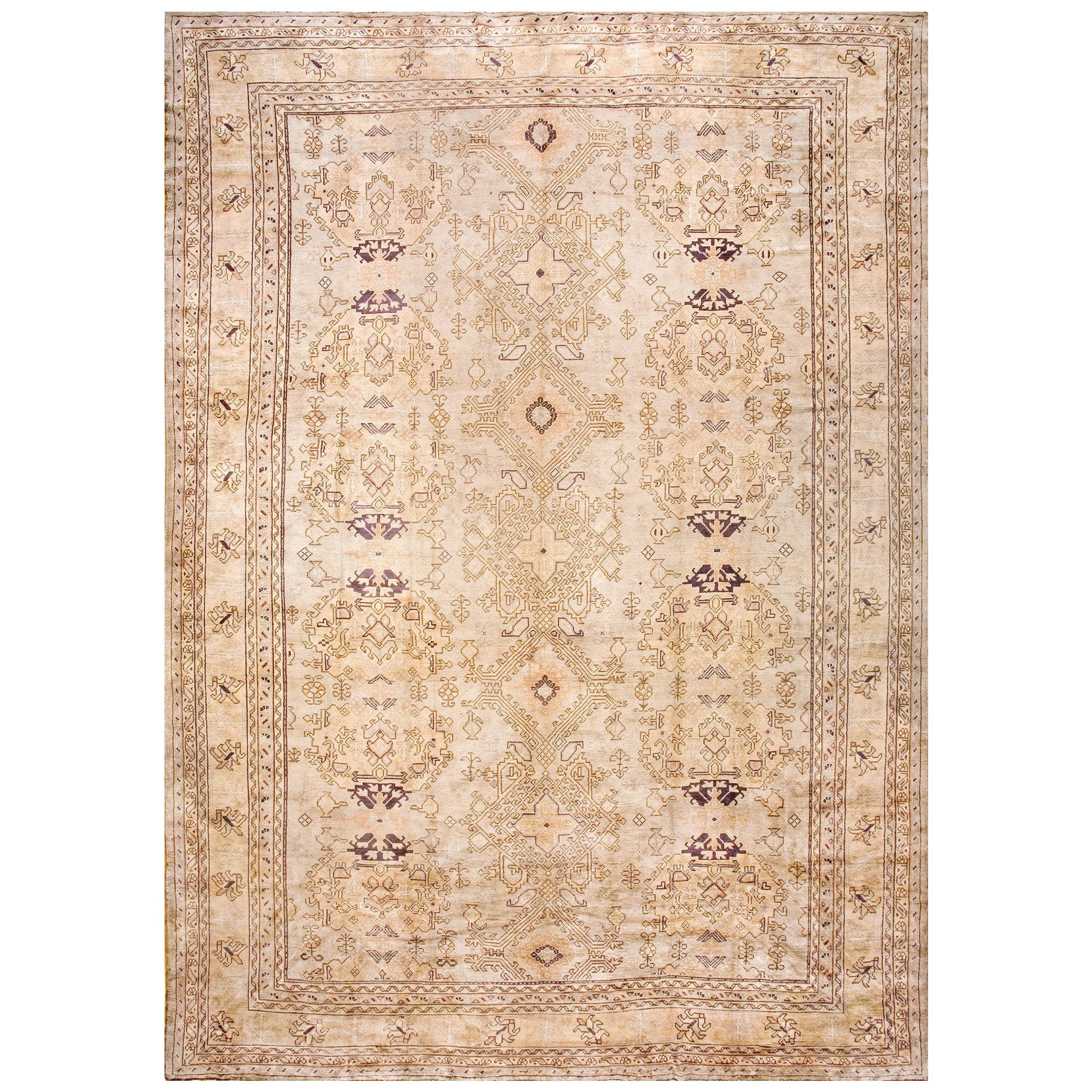 Early 20th Century Turkish Oushak Carpet ( 13' x 18'4" - 395 x 560 ) For Sale