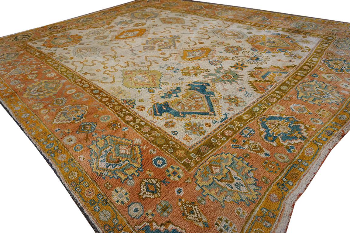 Hand-Knotted 19th Century Turkish Oushak Carpet ( 13'2