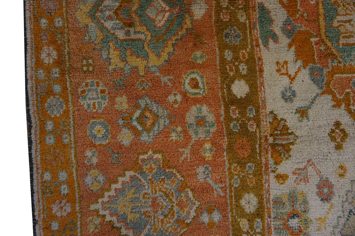Wool 19th Century Turkish Oushak Carpet ( 13'2