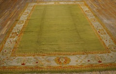 Decorative Green Color & Ivory Border Allover Pattern Antique Turkish Oushak Rug