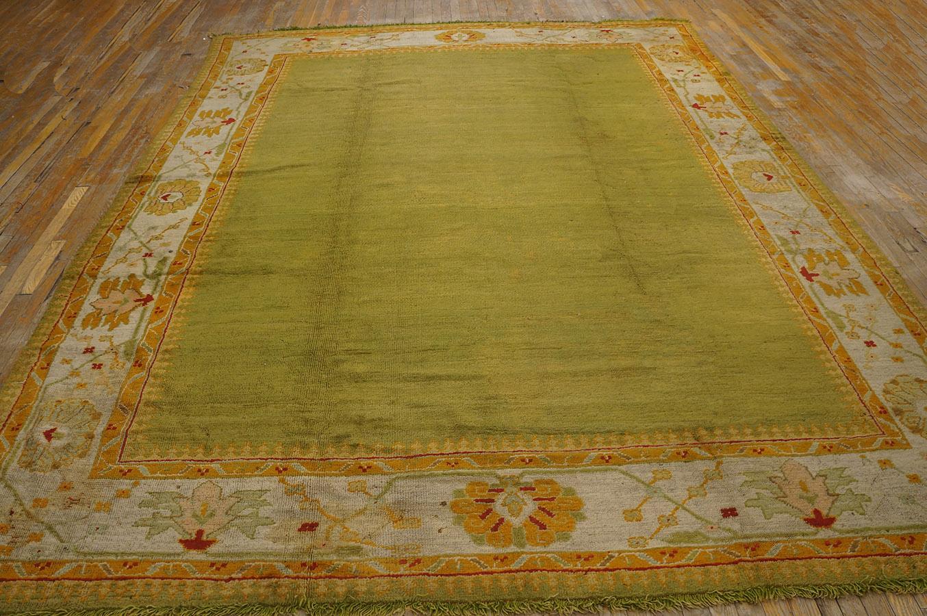Late 19th Century Turkish Oushak Carpet ( 9' 2'' x 12' 280 x 366 ) In Good Condition For Sale In New York, NY