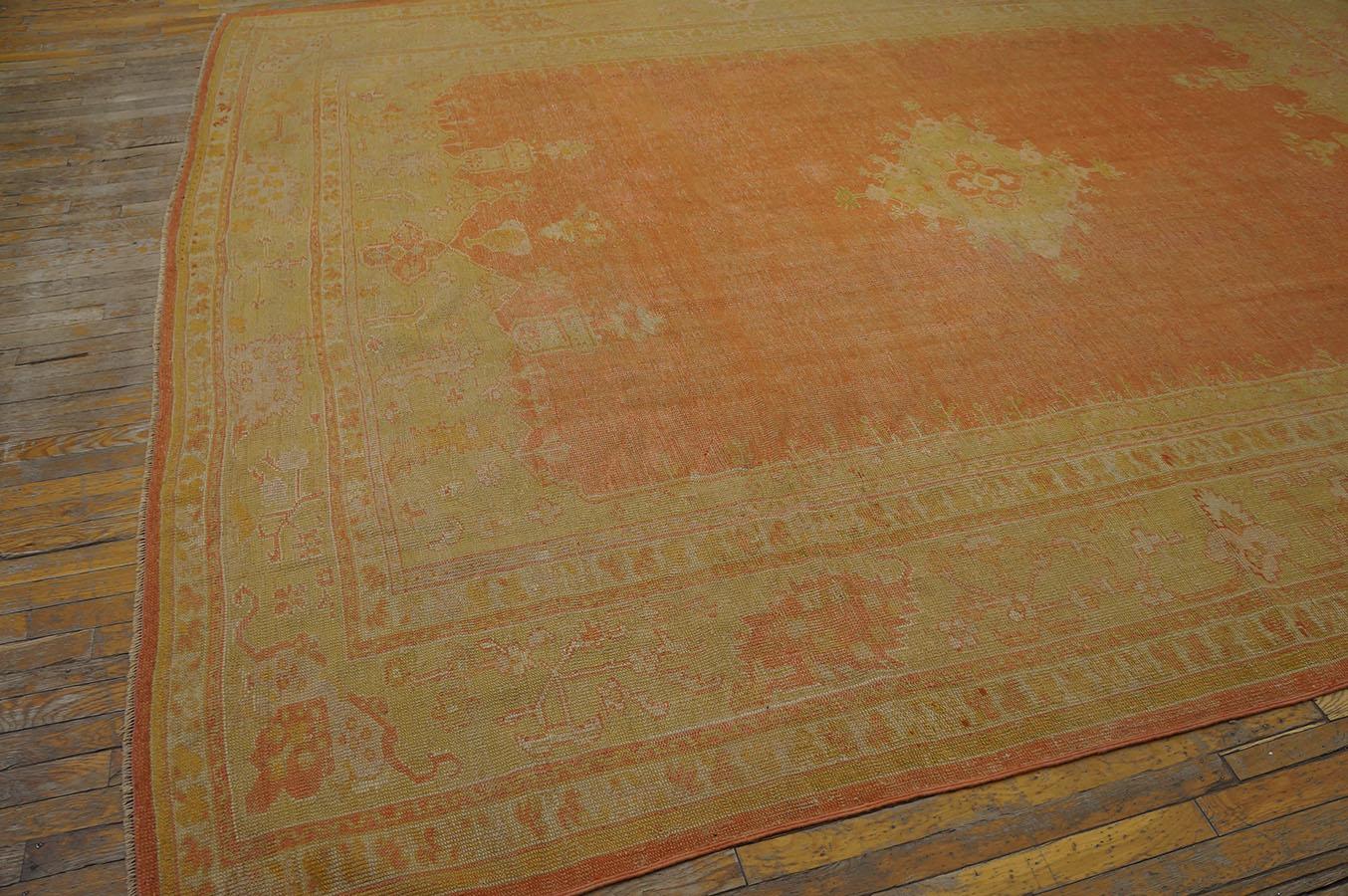 Late 19th Century Turkish Oushak Carpet ( 9' 9''x 12' 6'' - 297 x 381 cm )  For Sale 5