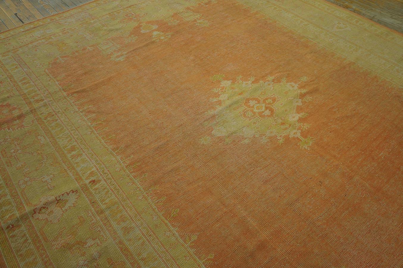 Late 19th Century Turkish Oushak Carpet ( 9' 9''x 12' 6'' - 297 x 381 cm )  For Sale 6