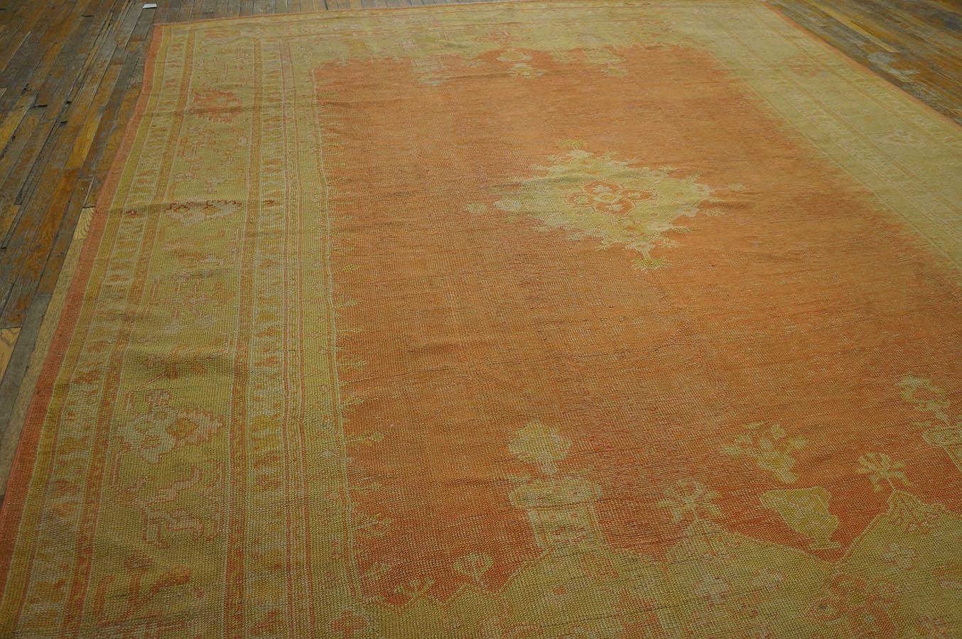 Late 19th Century Turkish Oushak Carpet ( 9' 9''x 12' 6'' - 297 x 381 cm )  For Sale 3