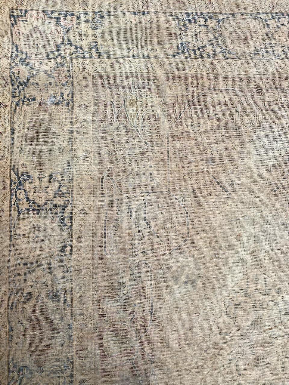 Hand-Knotted Antique Turkish Distressed Rug