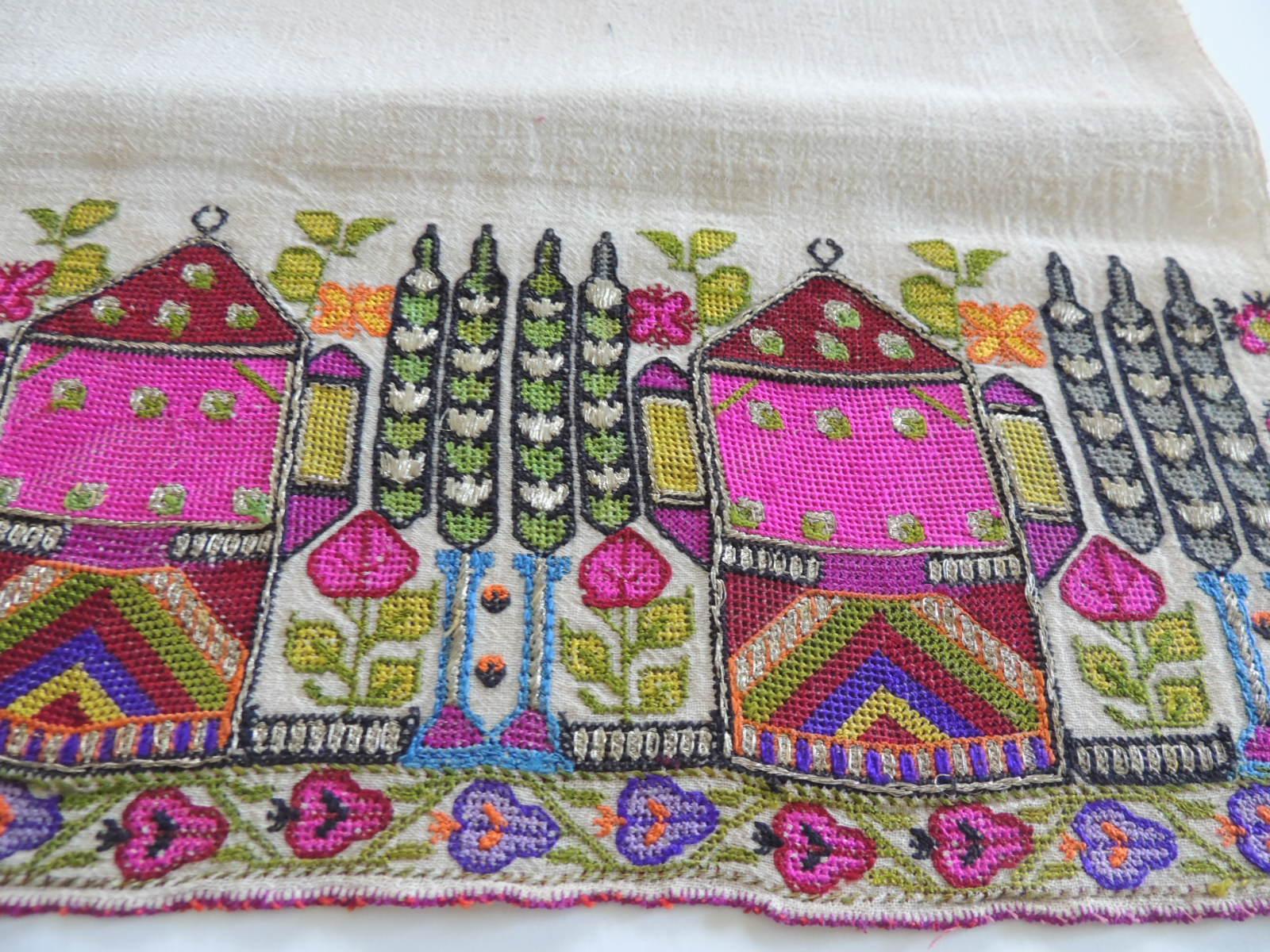 Moorish Antique Turkish Embroidered Colorful Textile