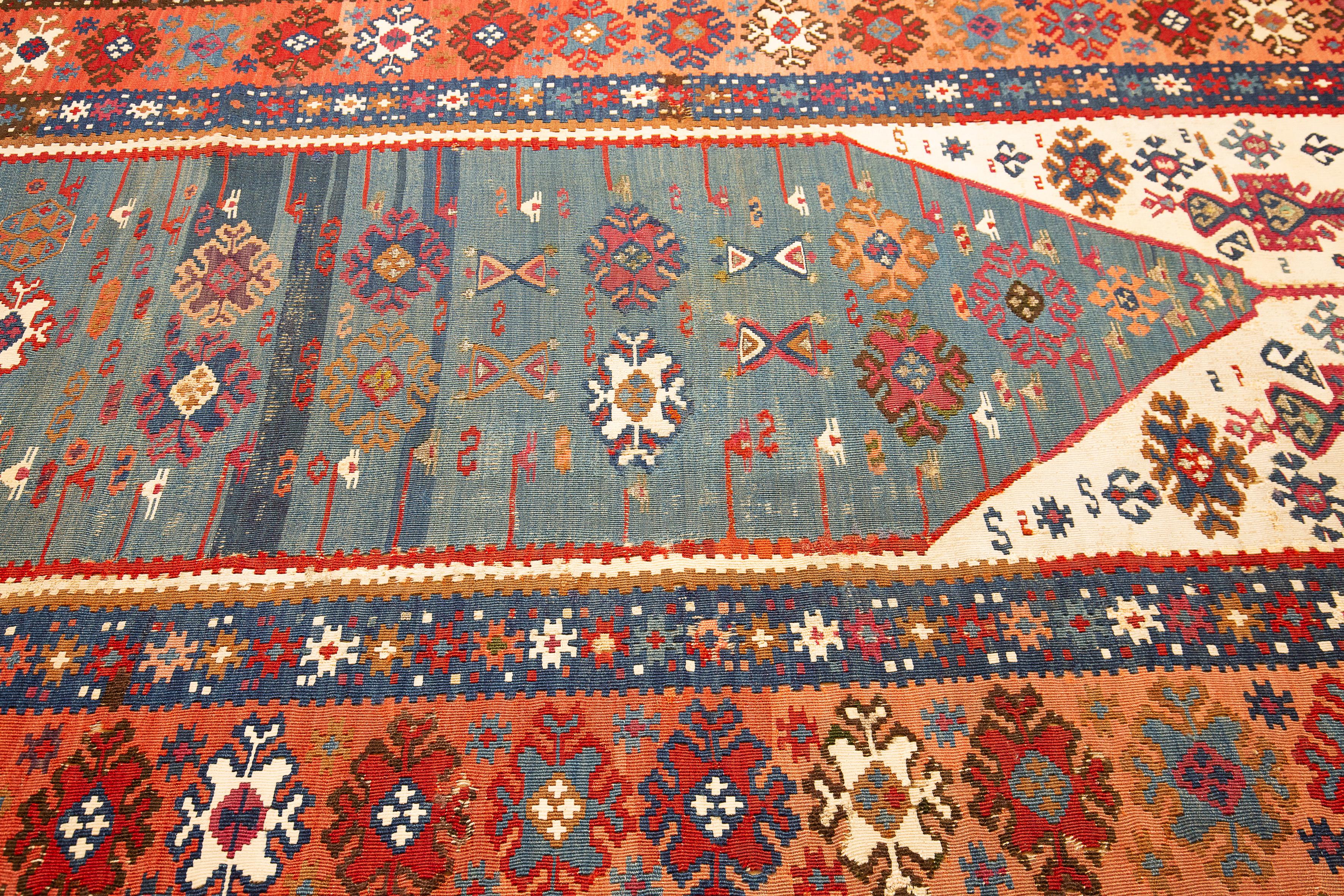 Antiker türkischer Erzurum-Kilim Sage Green (Kelim) im Angebot
