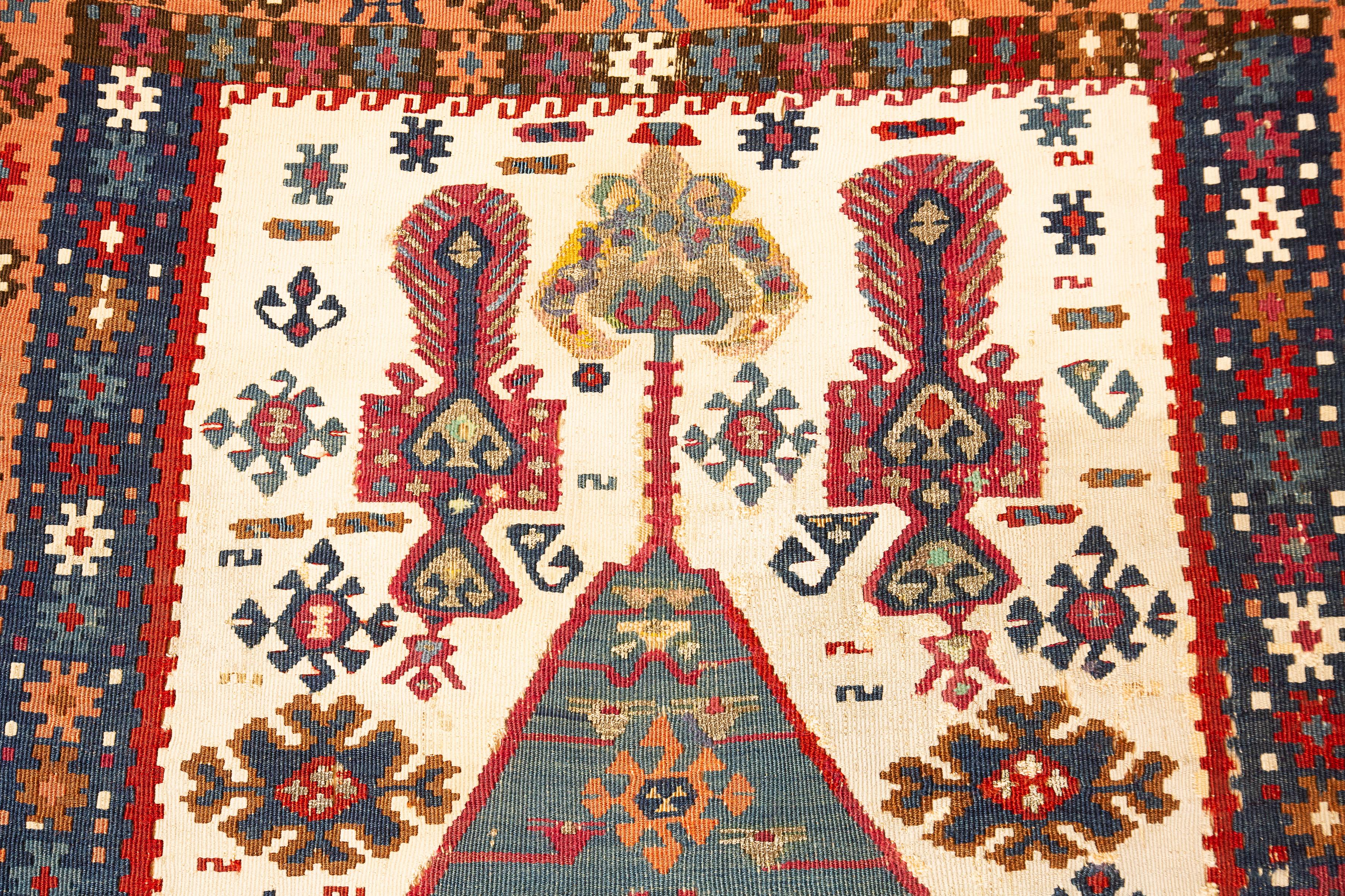 Antiker türkischer Erzurum-Kilim Sage Green (Türkisch) im Angebot