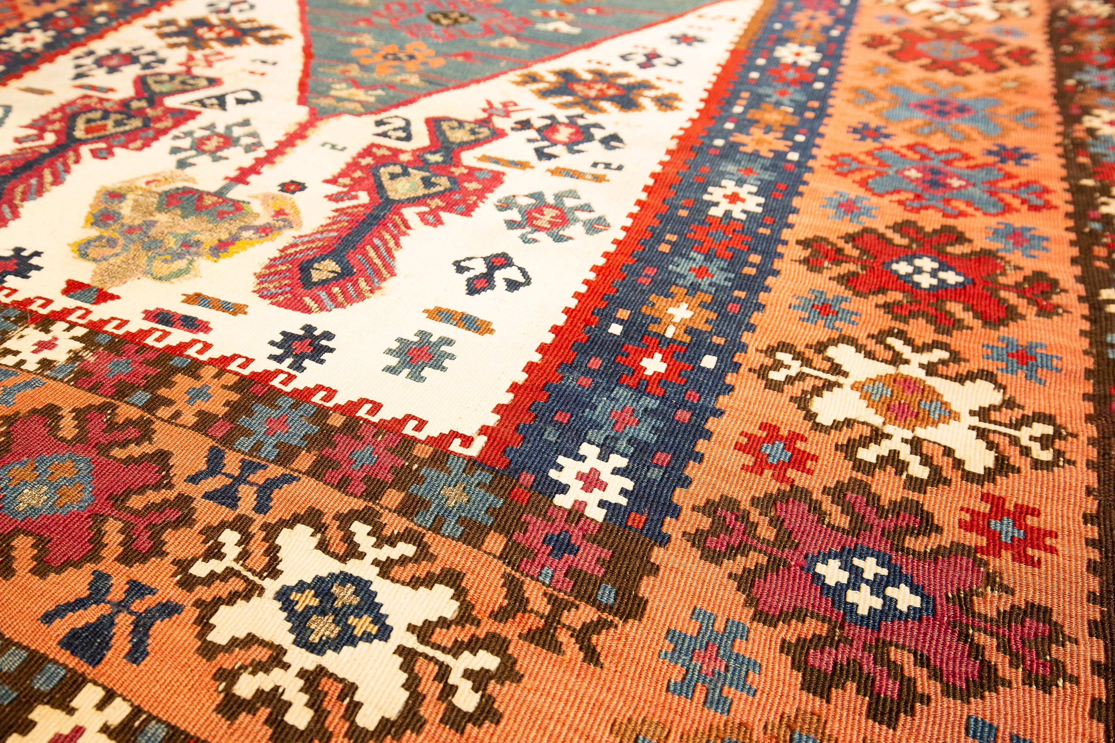 Antiker türkischer Erzurum-Kilim Sage Green (19. Jahrhundert) im Angebot