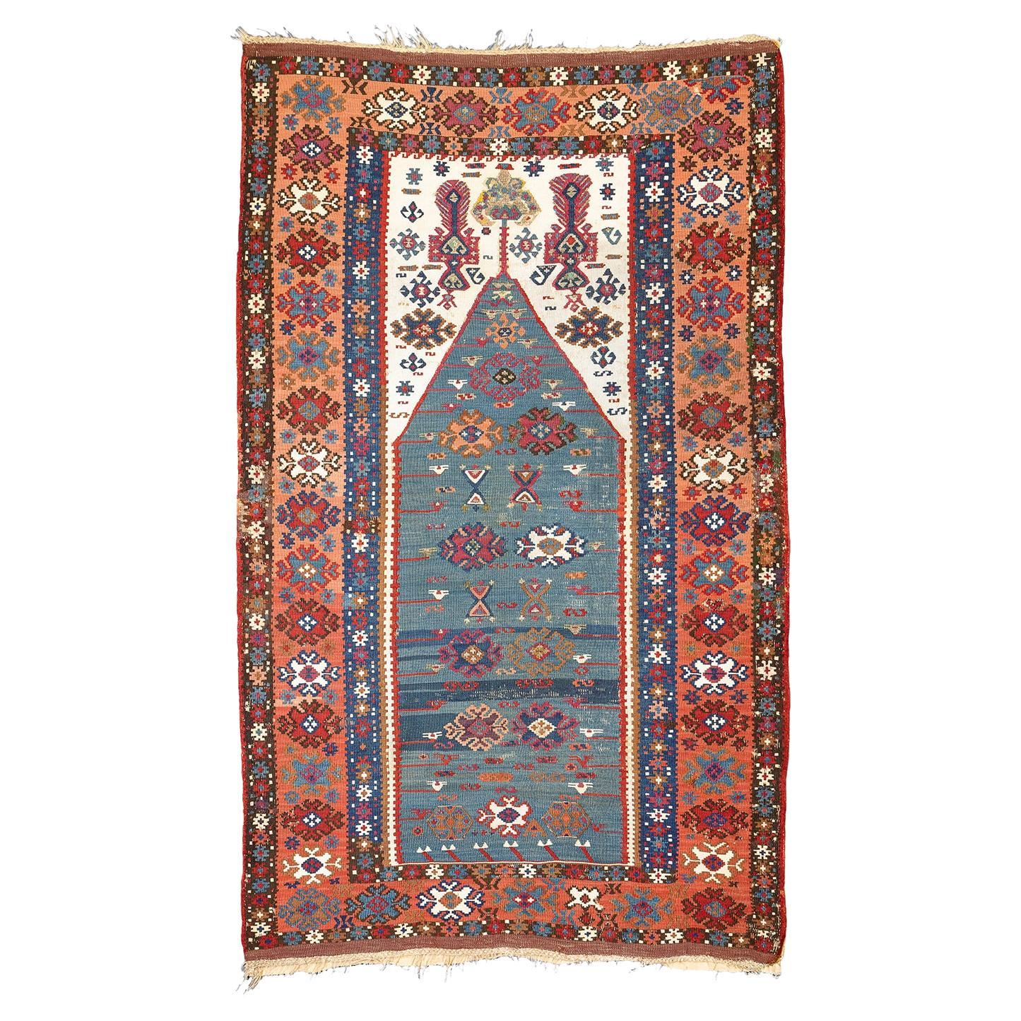 Antiker türkischer Erzurum-Kilim Sage Green im Angebot