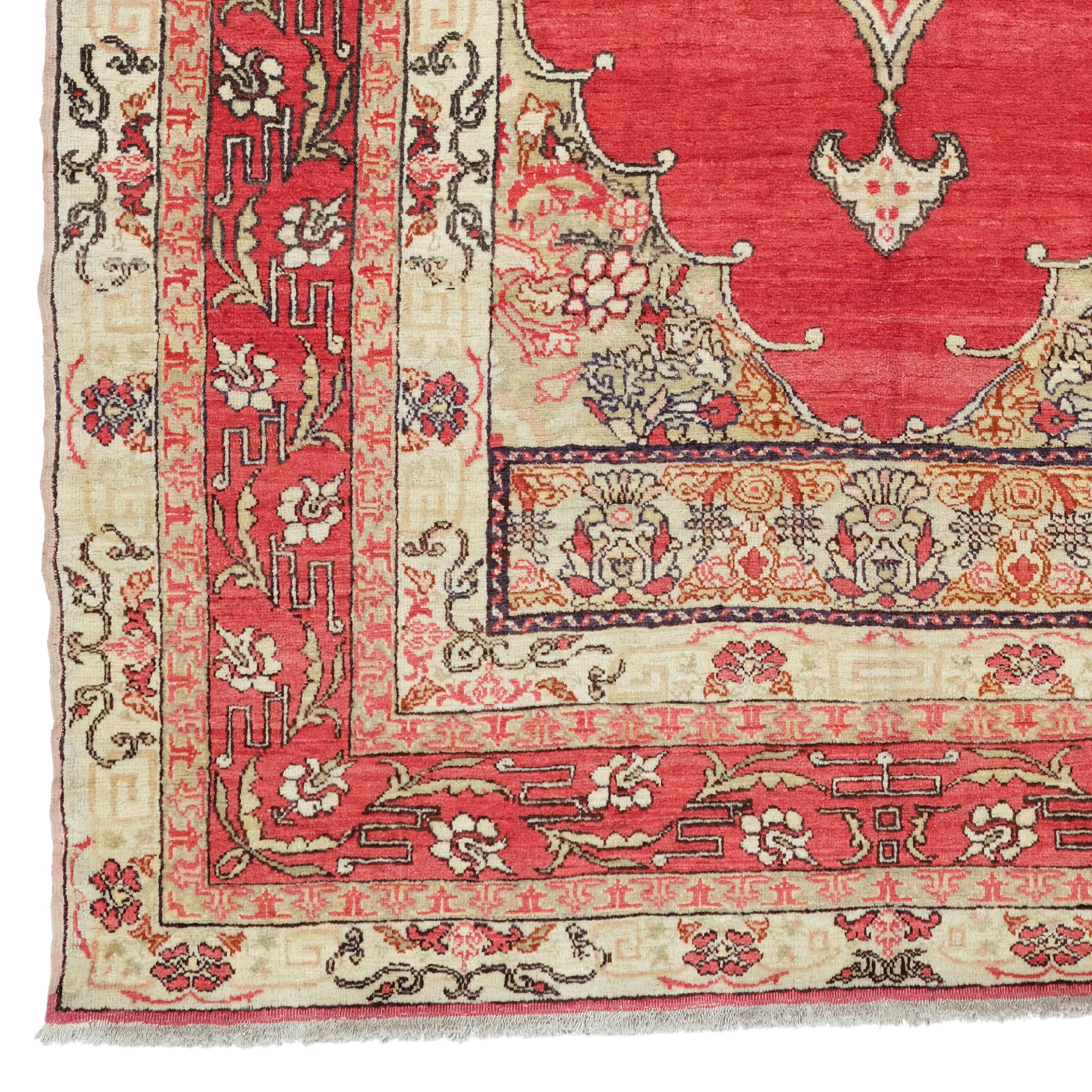 Antique Turkish Fertek Rug
19th Century Fertek Rug  Size: 130x212 cm

It is a type of carpet known as the Turkish Fertek carpet in the 19th century.

Colors and Patterns: This rug features a variety of floral and geometric patterns in red on a cream